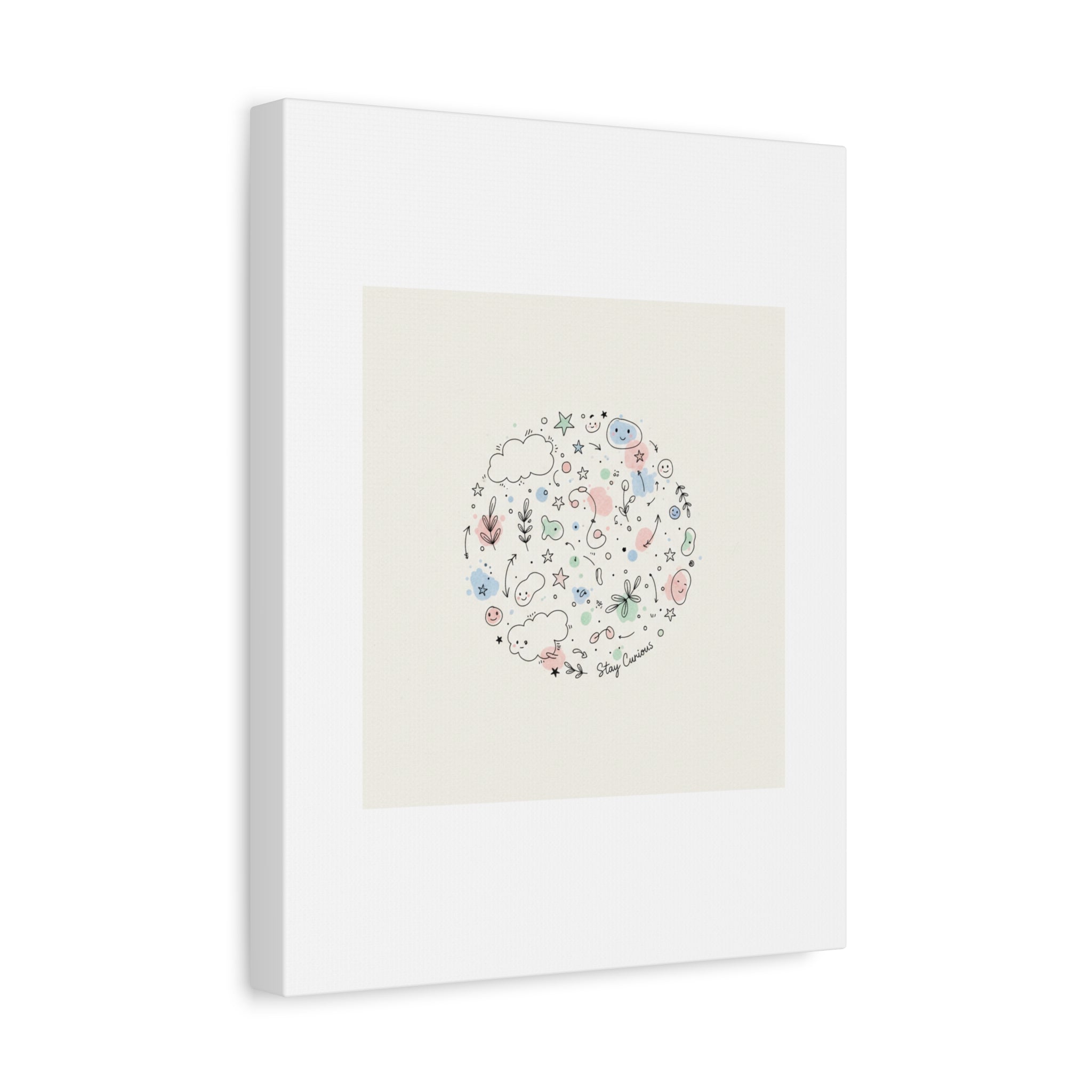 Doodle Circle Line Drawing Matte Canvas, Hand-Drawn Sketch Art