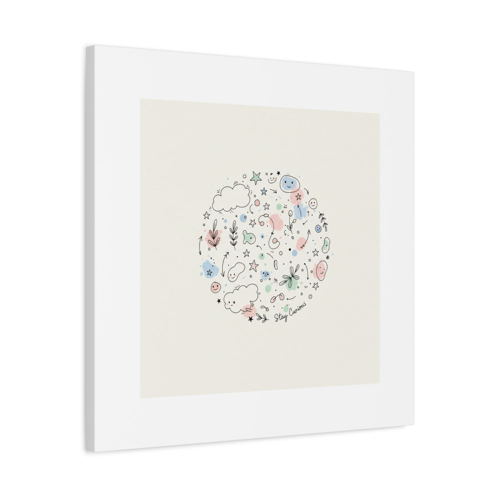 Doodle Circle Line Drawing Matte Canvas, Hand-Drawn Sketch Art