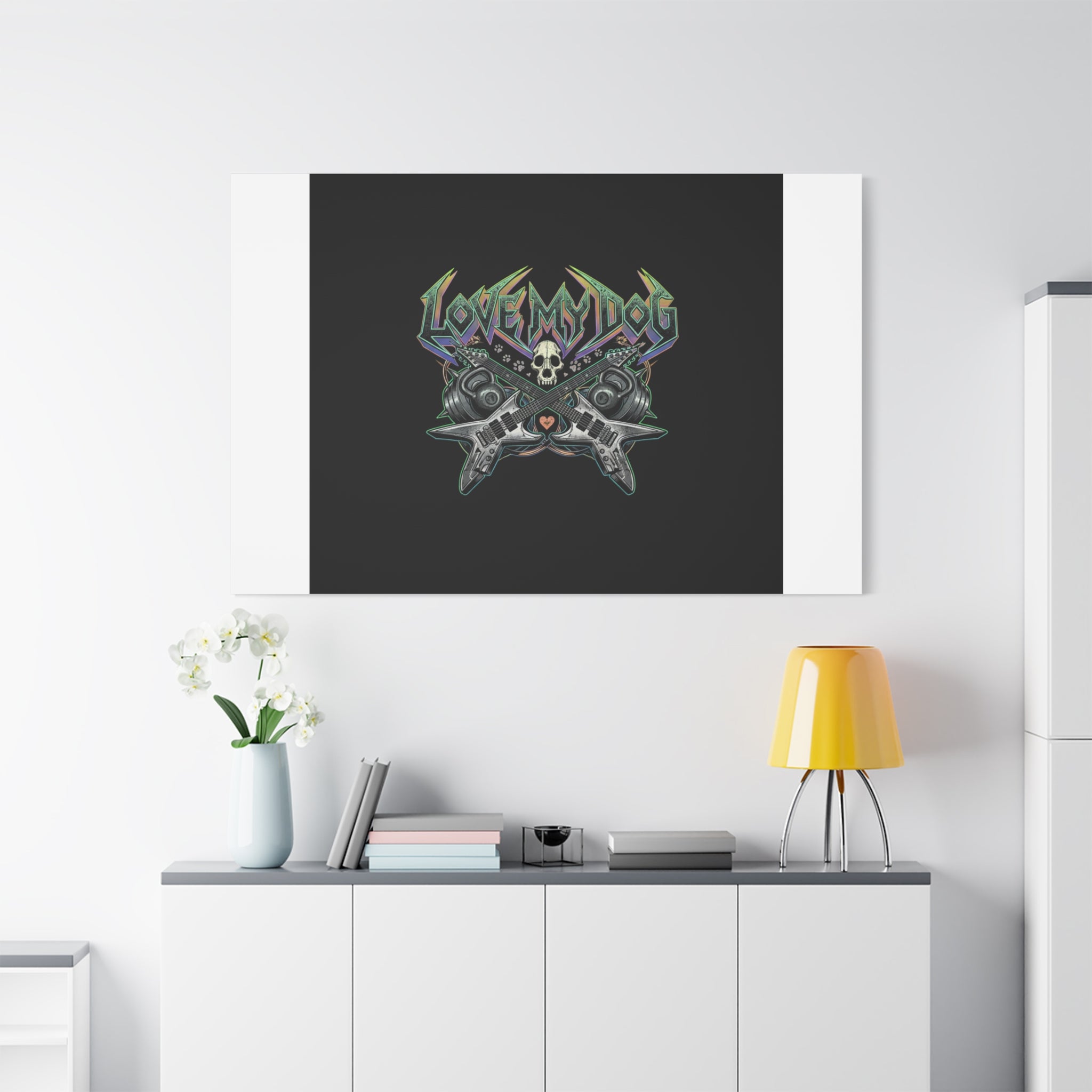 Love My Dog metal font Canvas | gothic wellness quote, edgy self-care merch