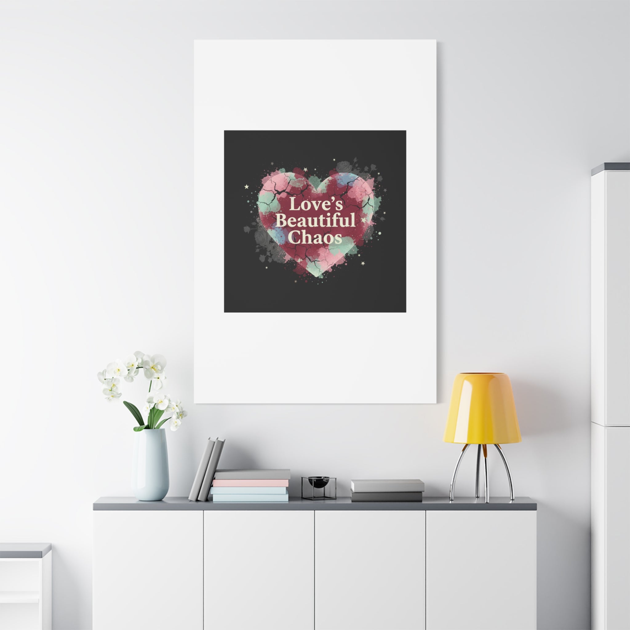 Love's Beautiful Chaos Canvas Print | Soft Grunge Hearts, Distressed Heart Art