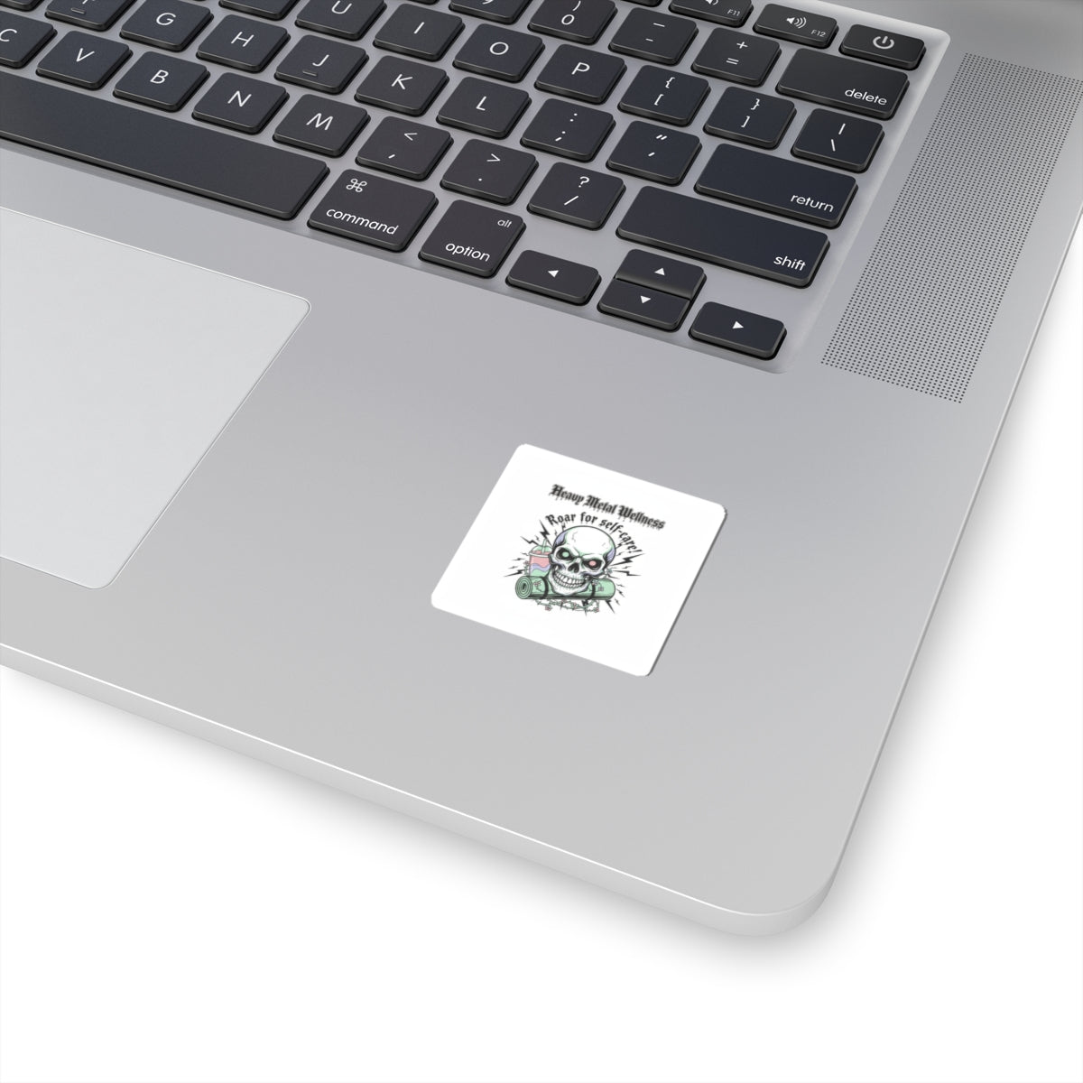 Heavy Metal Wellness Skull Sticker | gothic wellness quote, edgy self-care merch