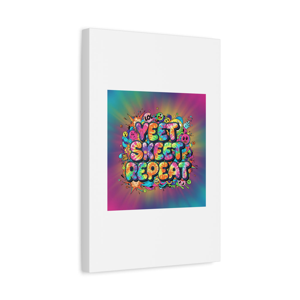 Yeet Skeet Repeat Canvas | Slogan & Glitch Graphic, Meme Phrase Wall Art