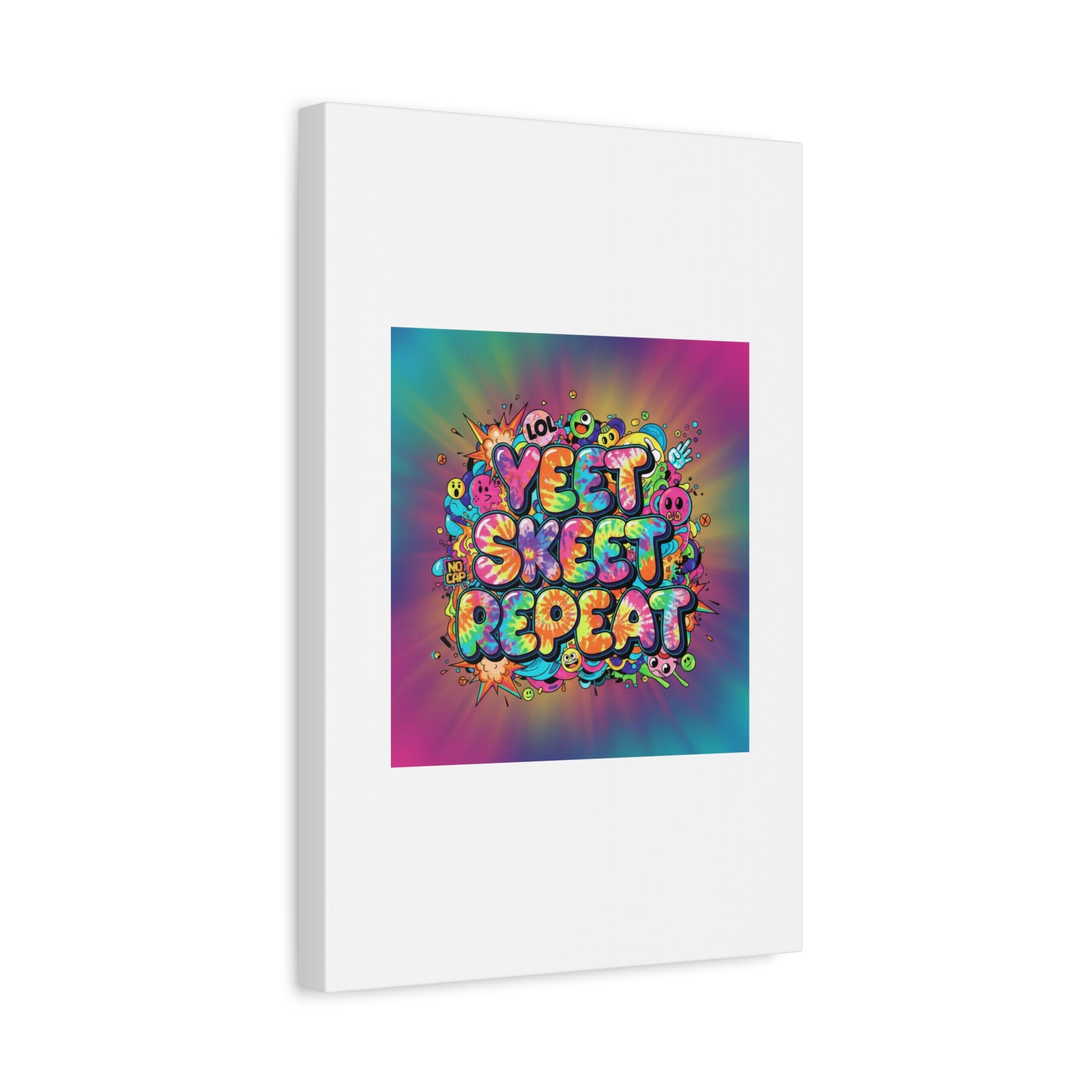 Yeet Skeet Repeat Canvas | Slogan & Glitch Graphic, Meme Phrase Wall Art