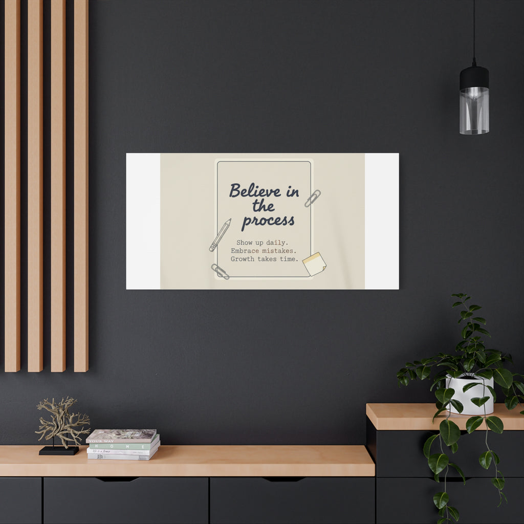 Believe in the Process Canvas | analogue note to self, handwritten reminder décor
