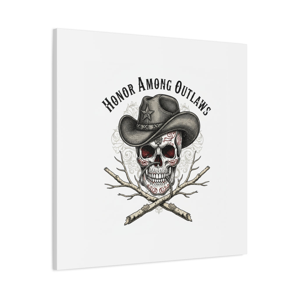 Honor Among Outlaws Canvas | Western Skull Art, Gothic Americana Desert Noir