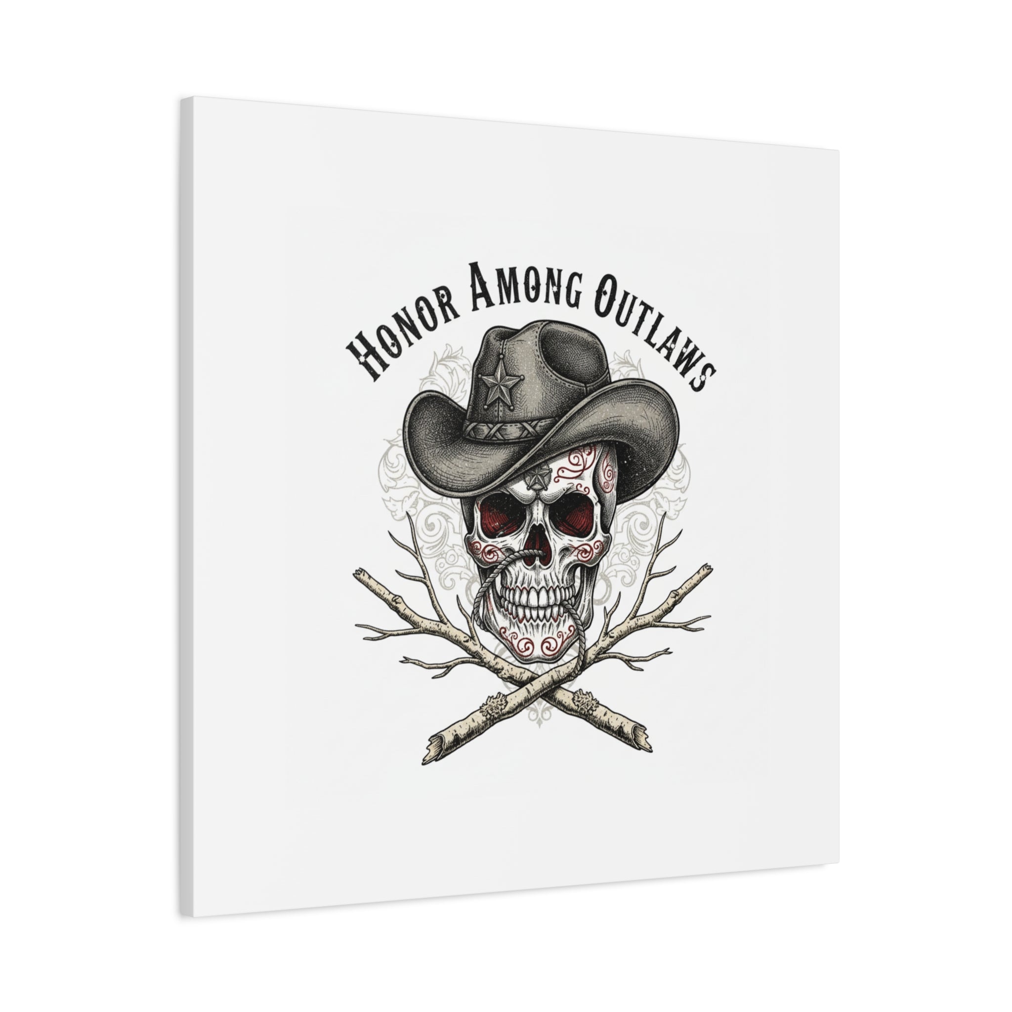 Honor Among Outlaws Canvas | Western Skull Art, Gothic Americana Desert Noir