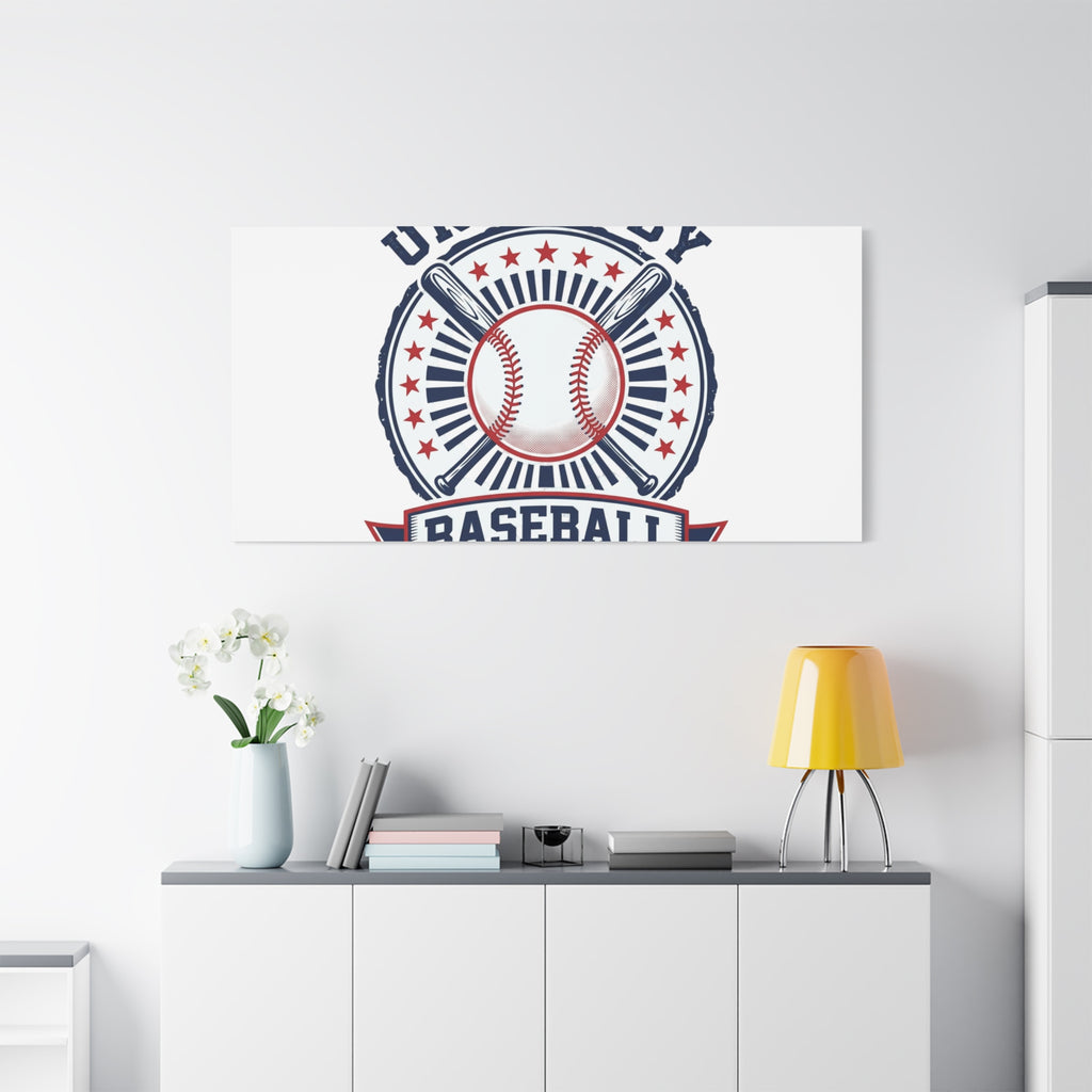 United by Baseball Canvas | Patriotic Baseball Graphic, Red White Blue Wall Art
