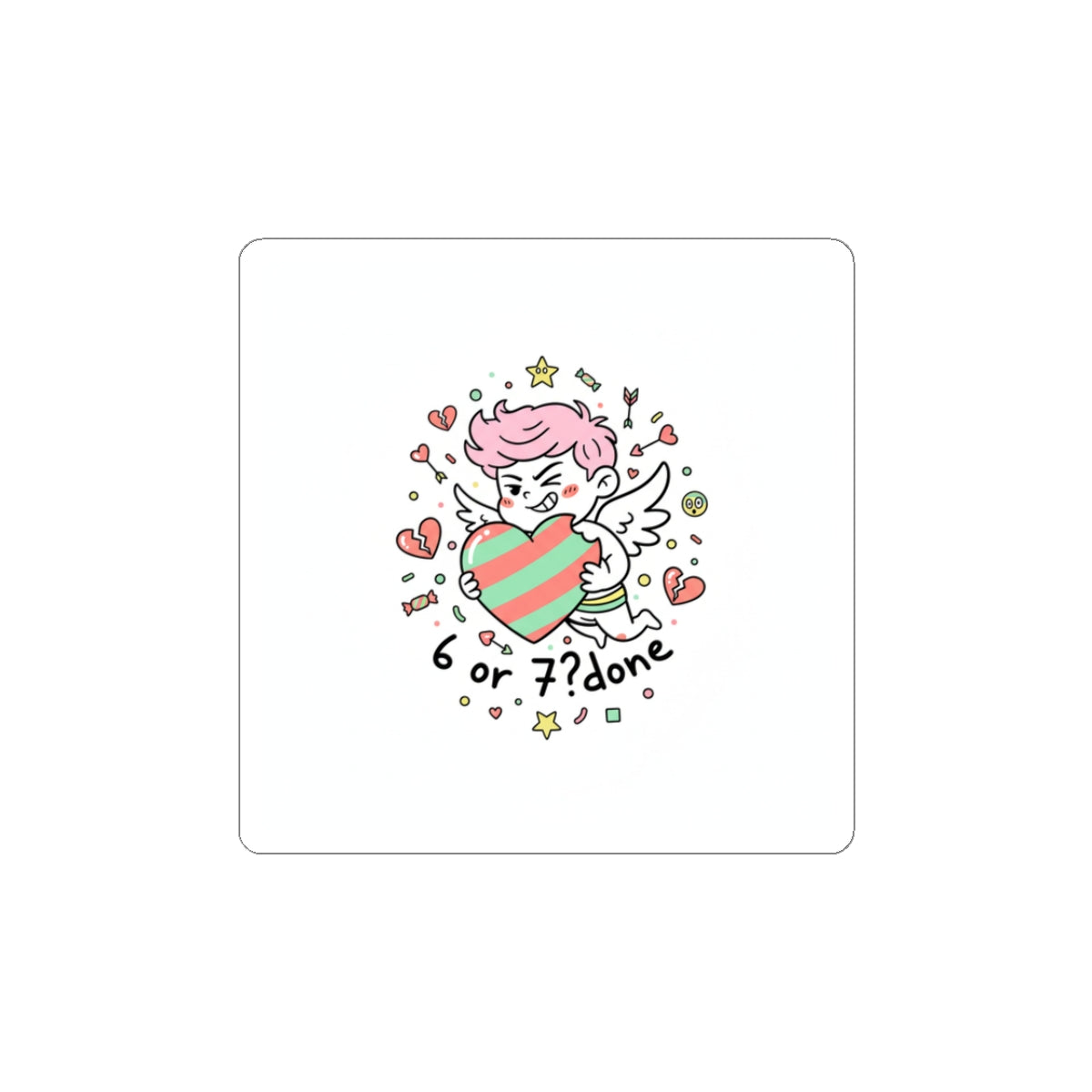 Weird Cupid Heart Sticker | Weird Valentine, quirky heart chaotic love design