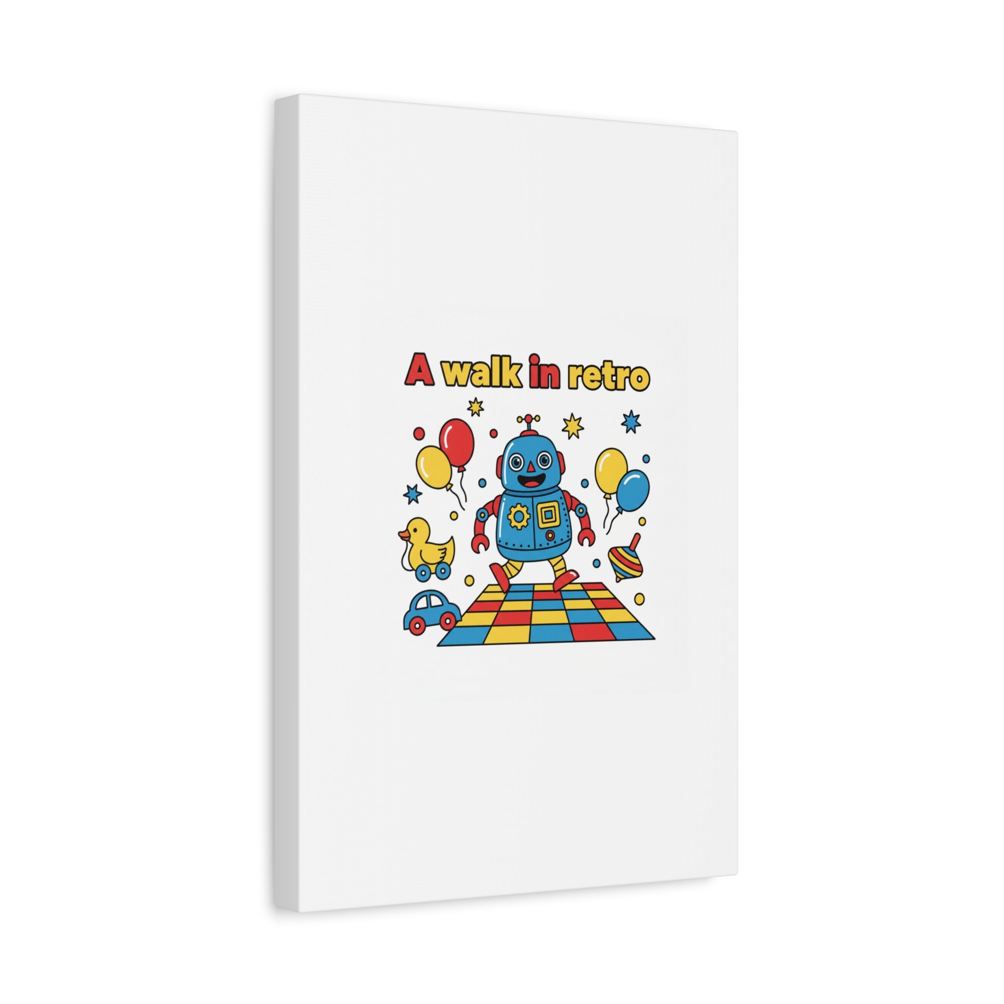 Retro Toy Robot Canvas | Throwback Kid, Primary Color Nostalgia