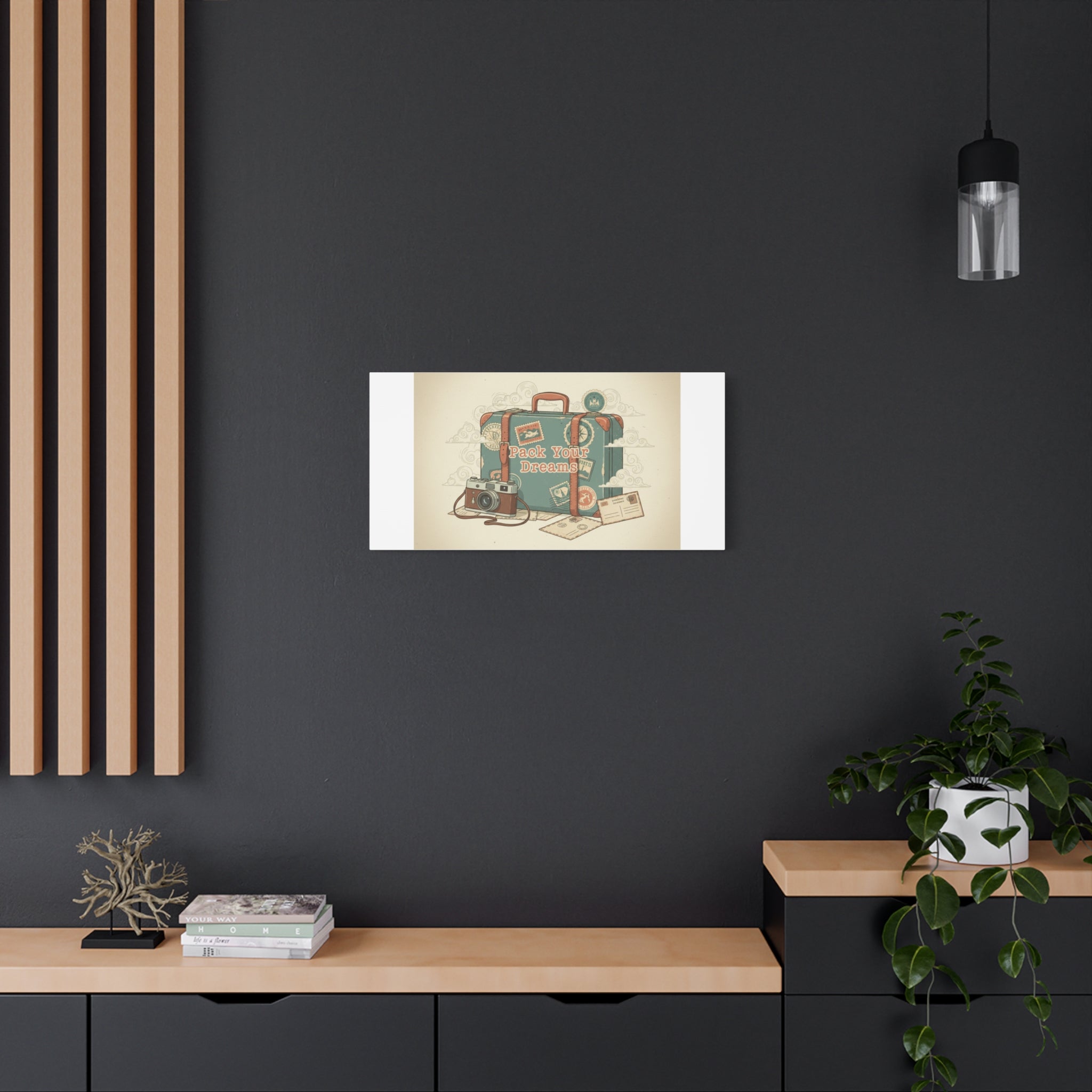 Pack Your Dreams Canvas | Retro Travel Postcard, Wanderlust Passport Stamp Art