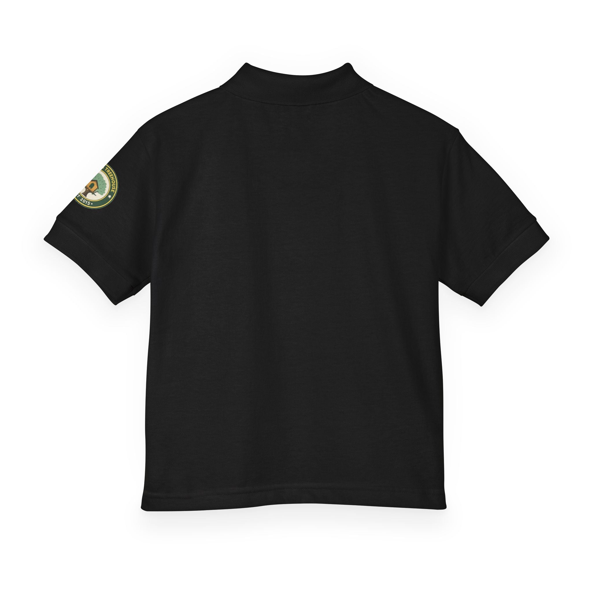 Youth Polo Shirt with Vintage Ski Lodge Pocket & Patch — Kids Outdoor/Resort Style