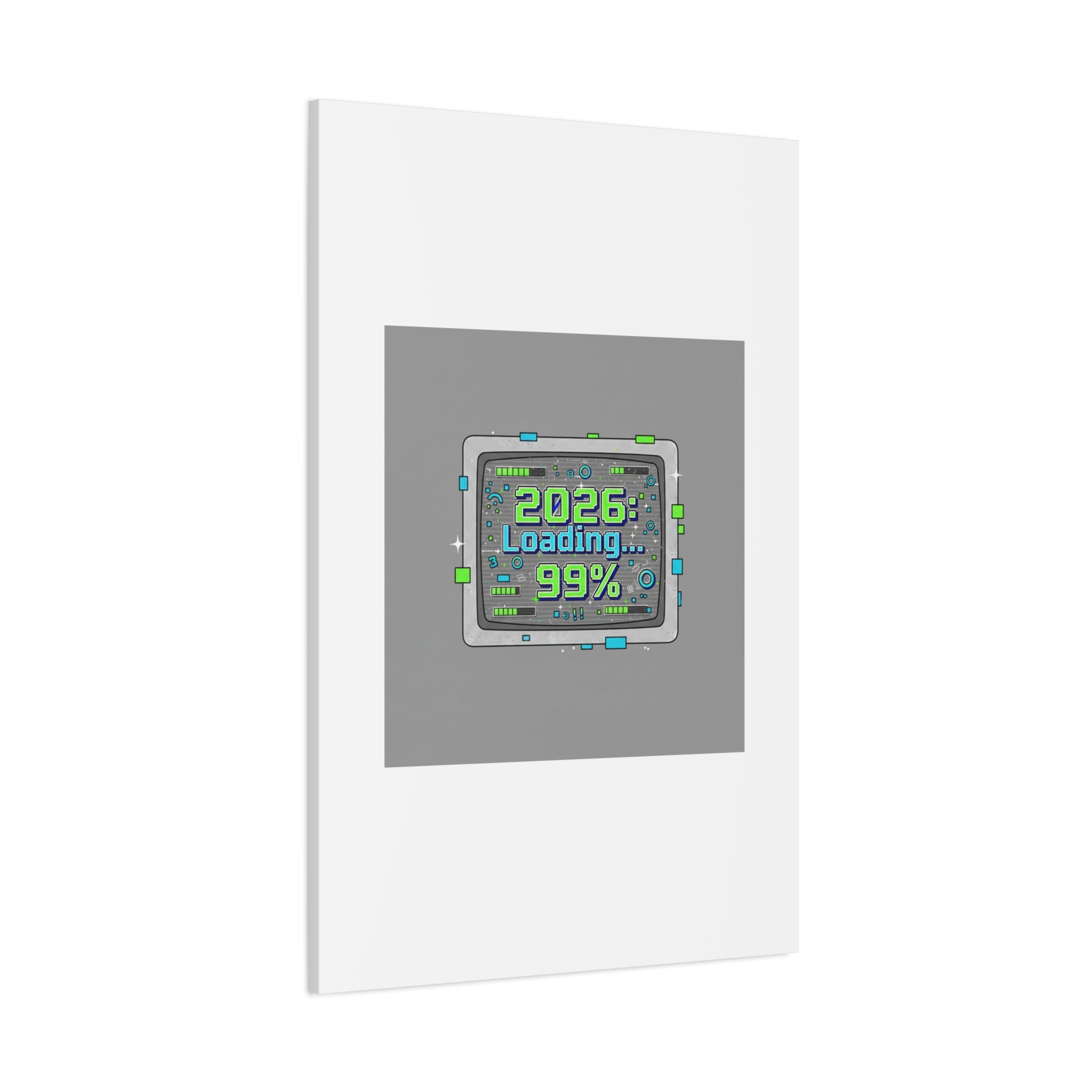 2026 Loading 99% Canvas | NYE countdown, retro system interface