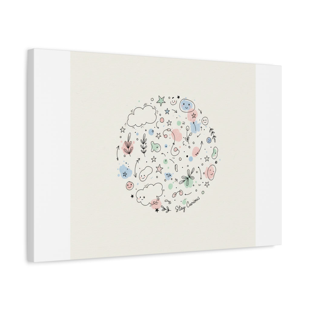 Doodle Circle Line Drawing Matte Canvas, Hand-Drawn Sketch Art