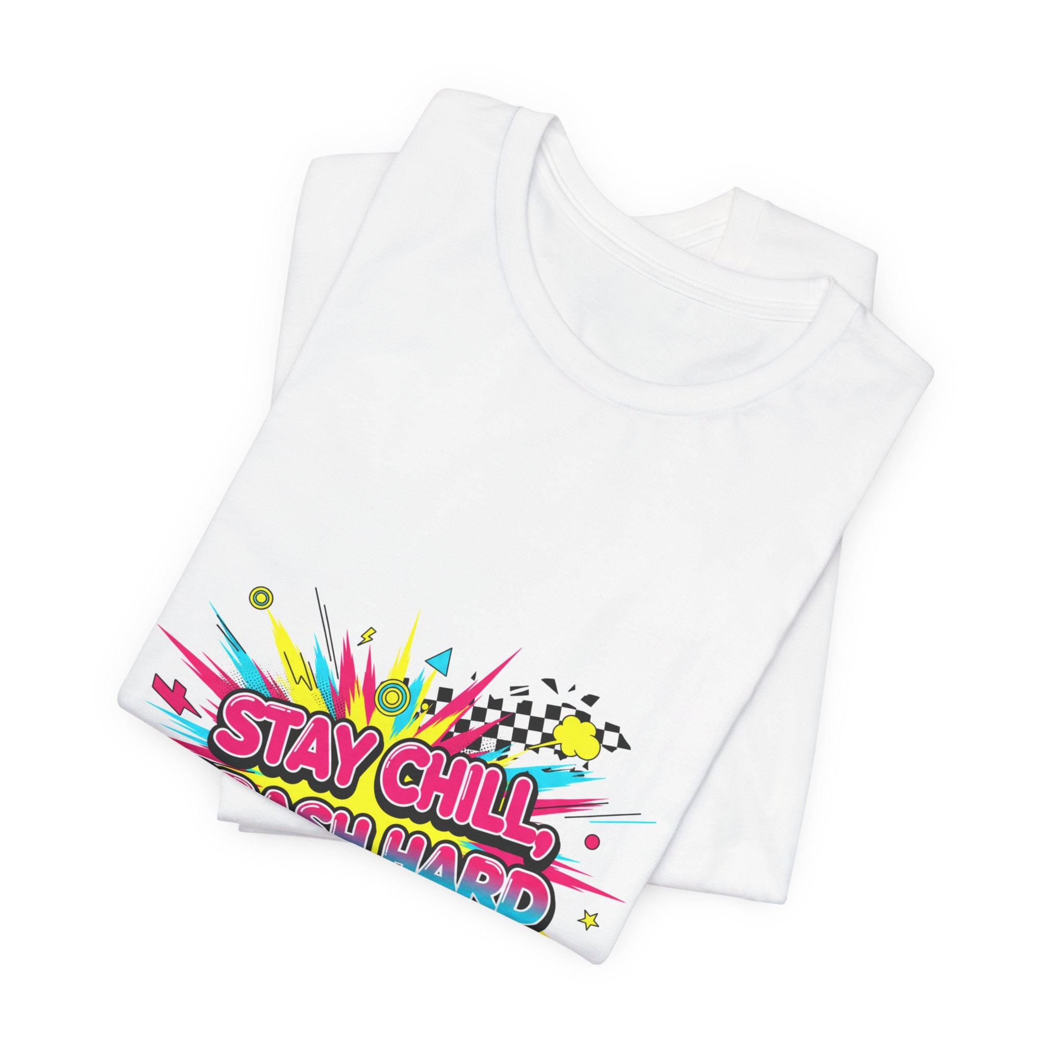 Stay Chill Crash Hard Tee | meltdown shirt, neon skate graffiti