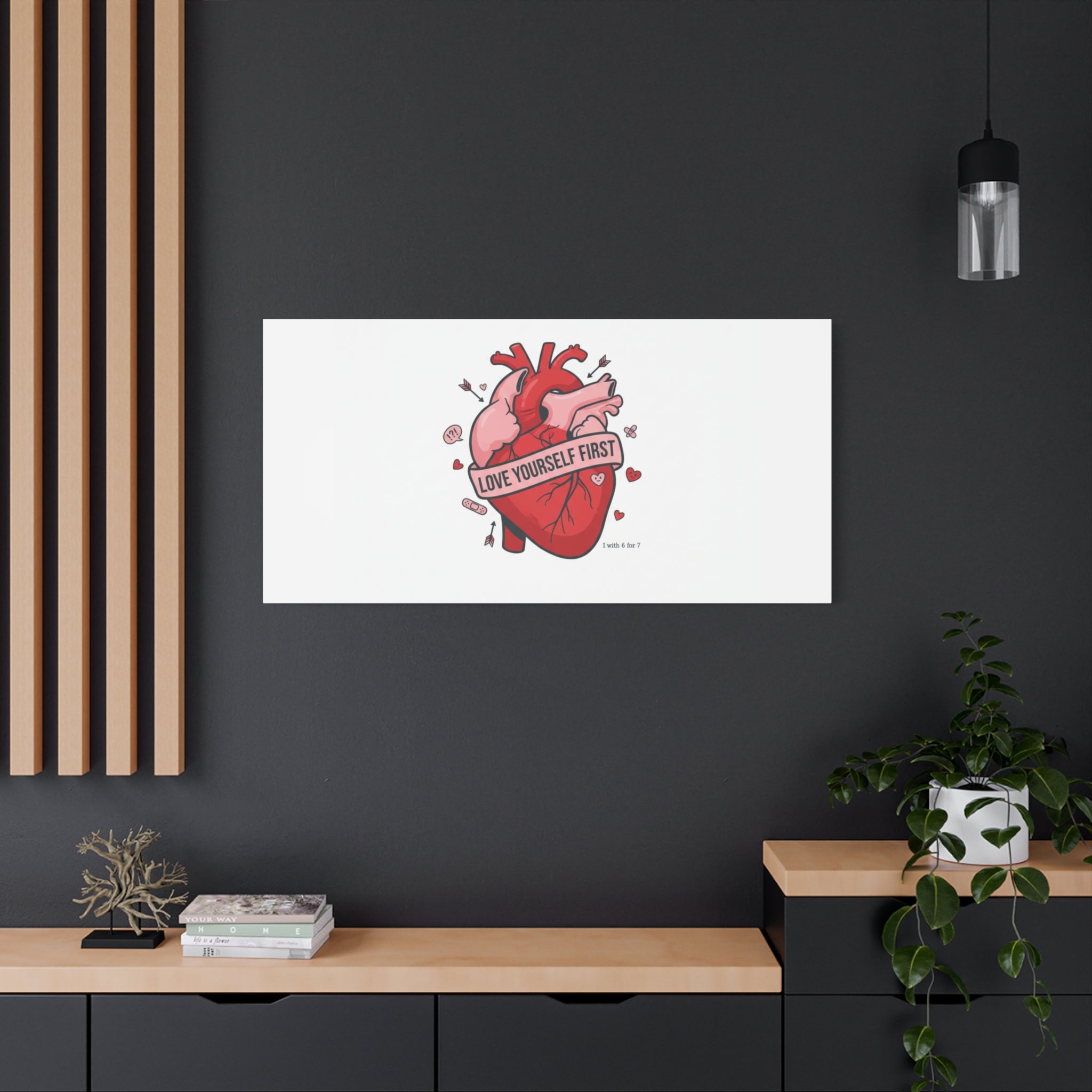 Love Yourself First Canvas, Hearts-with-a-Twist, Anti-Valentine Art