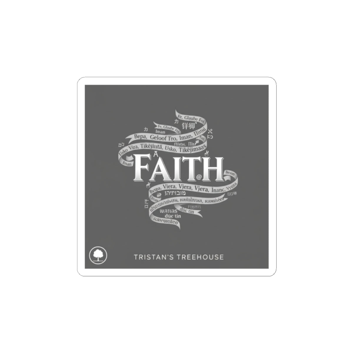 Handwritten 'Faith' Doodle Sticker | Sketch Aesthetic, Monochrome