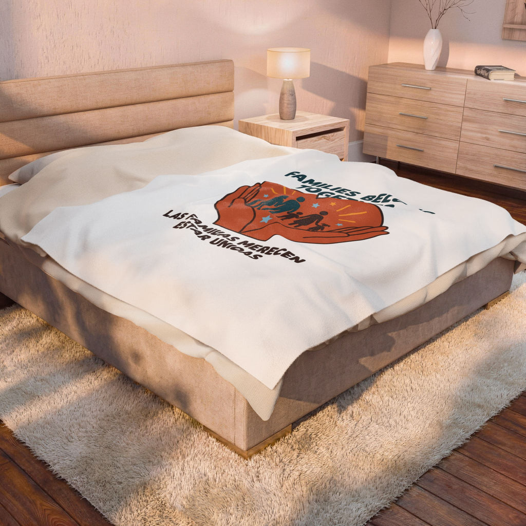 Families Belong Together Velveteen Blanket | family unity, bilingual solidarity