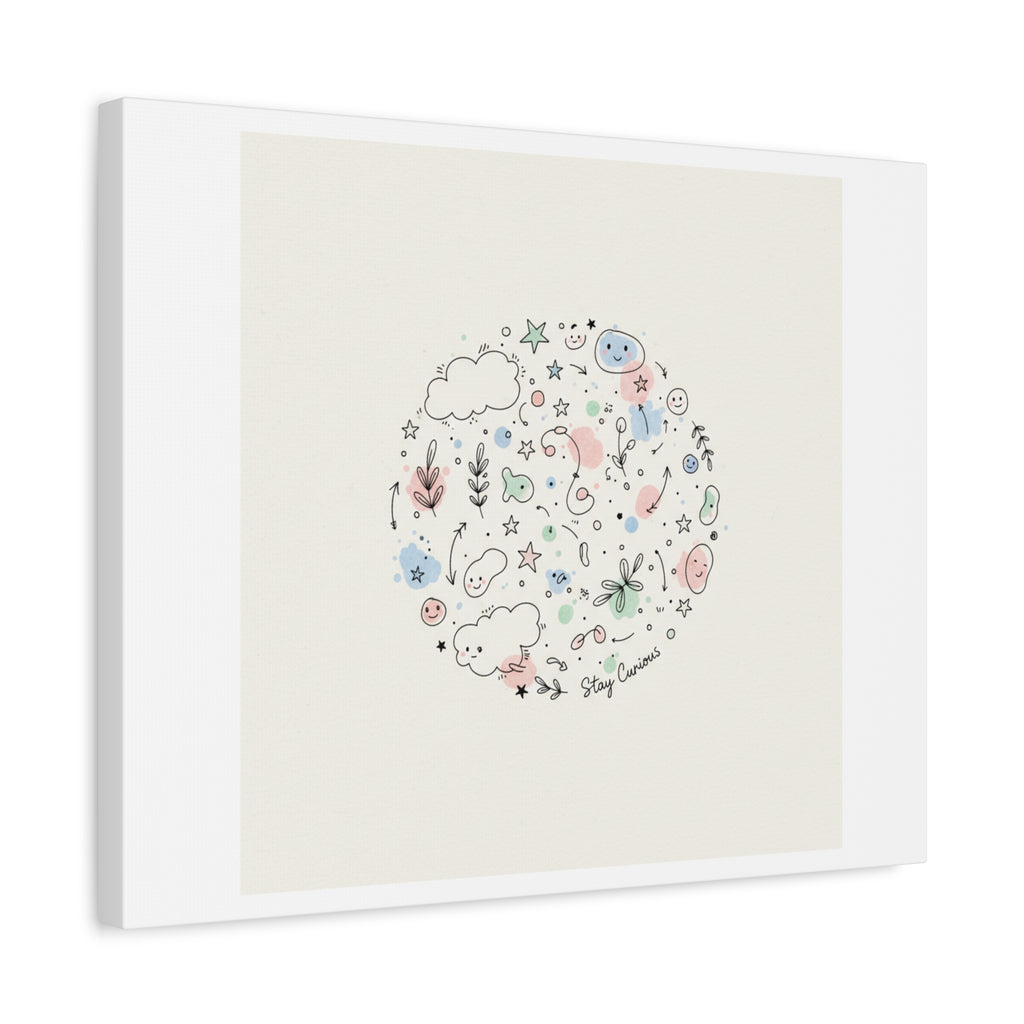 Doodle Circle Line Drawing Matte Canvas, Hand-Drawn Sketch Art