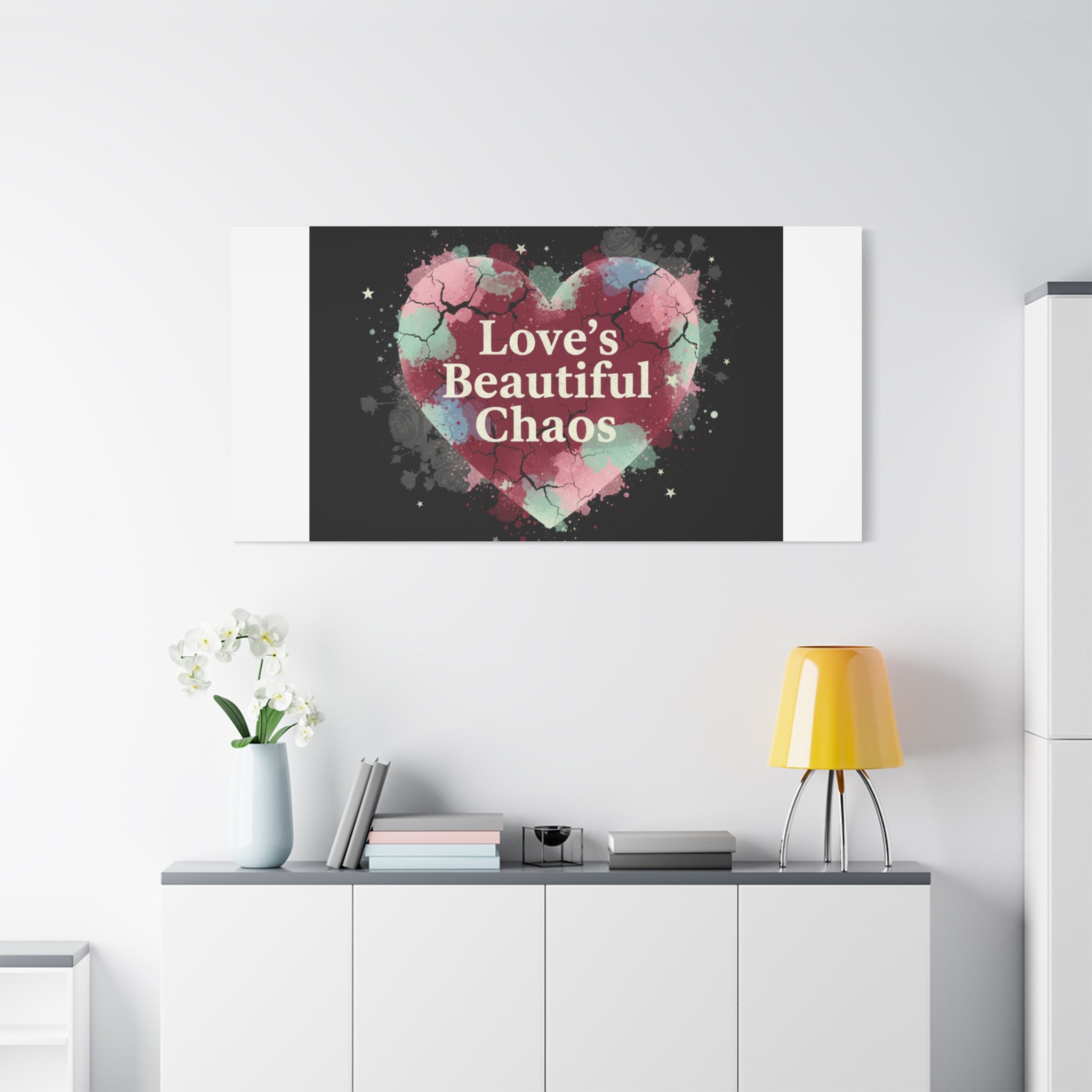 Love's Beautiful Chaos Canvas Print | Soft Grunge Hearts, Distressed Heart Art