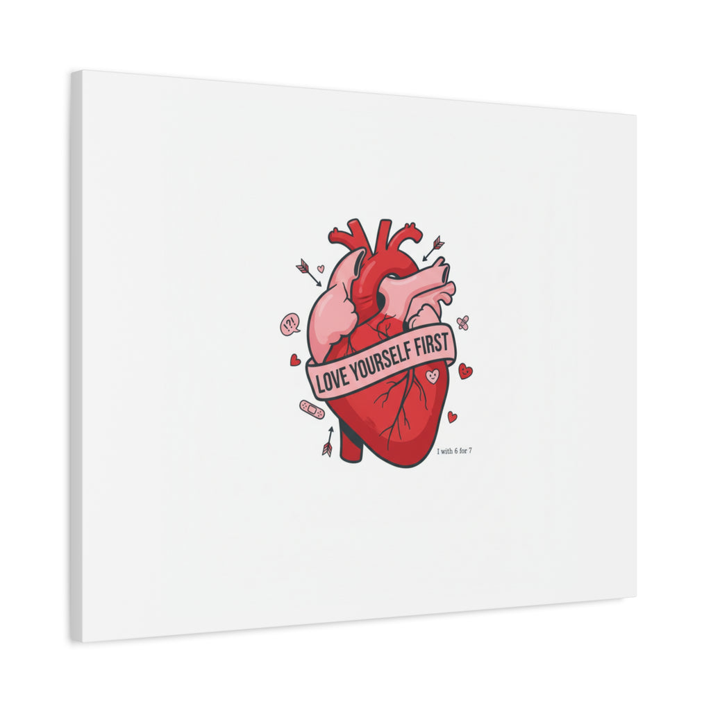 Love Yourself First Canvas, Hearts-with-a-Twist, Anti-Valentine Art