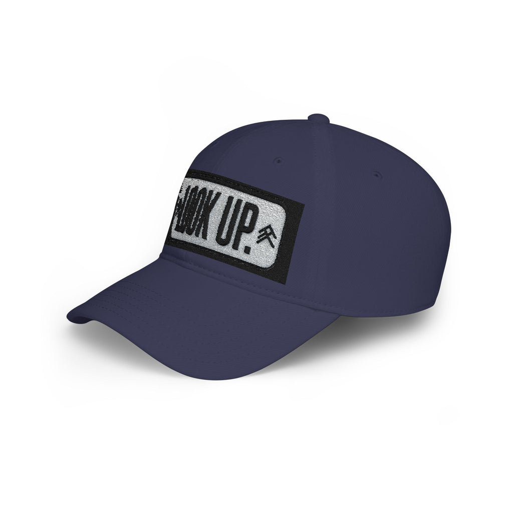 LOOK UP Patch Baseball Cap — Motivational Low-Profile Red Hat