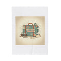 Vintage Postcard Travel Stamps Velveteen Plush Blanket | wanderlust design, passport stamp