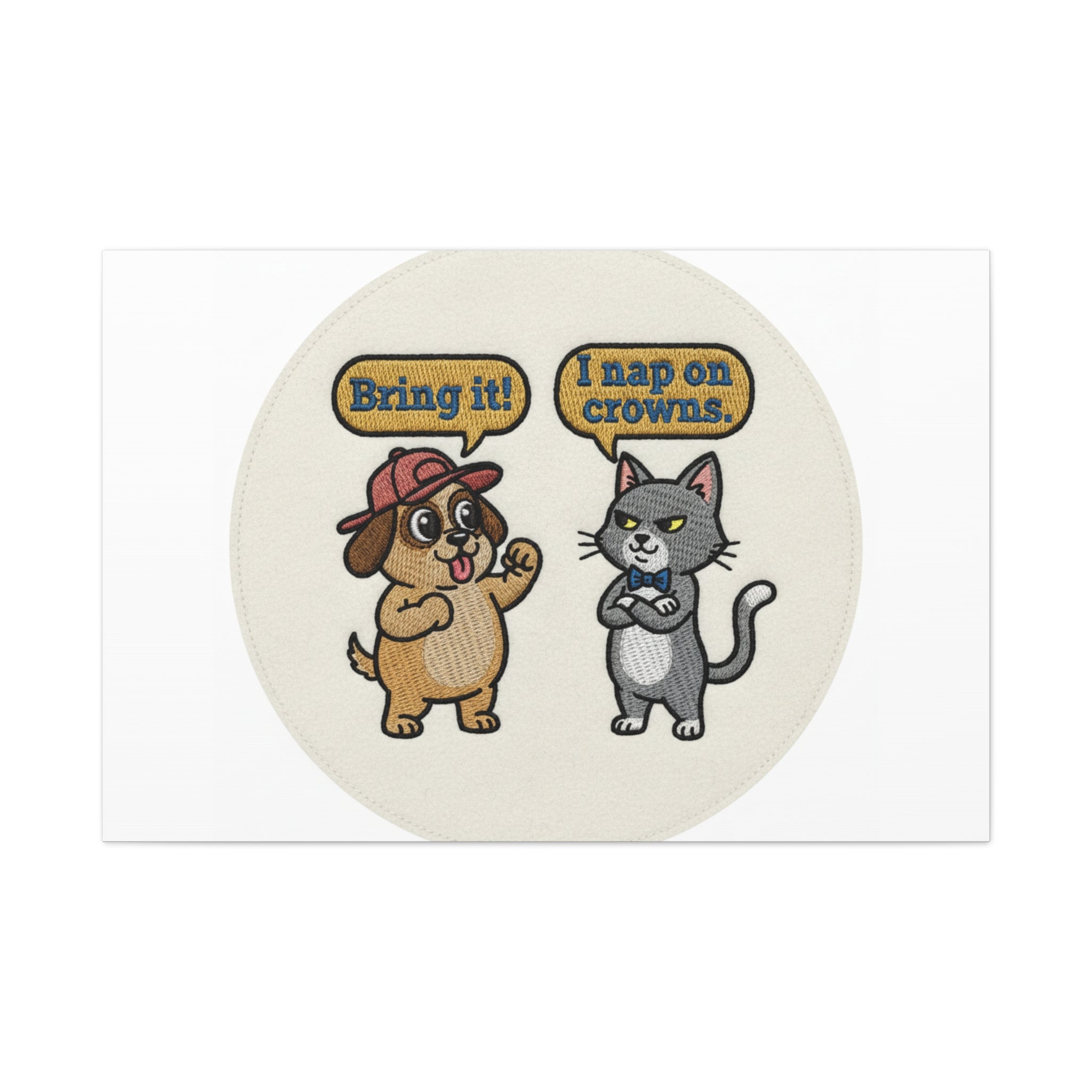 Funny Cat vs Dog Canvas | Pet Rivalry Wall Art