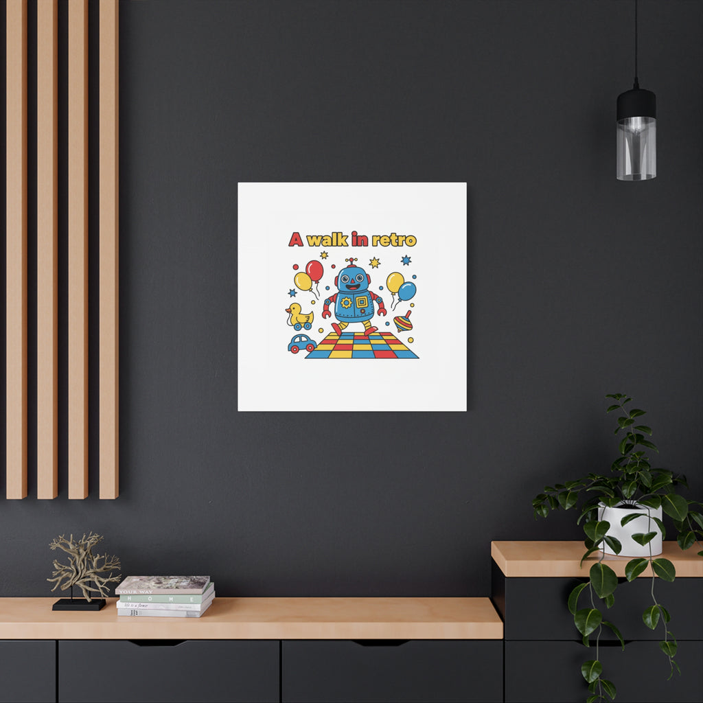 Retro Toy Robot Canvas | Throwback Kid, Primary Color Nostalgia