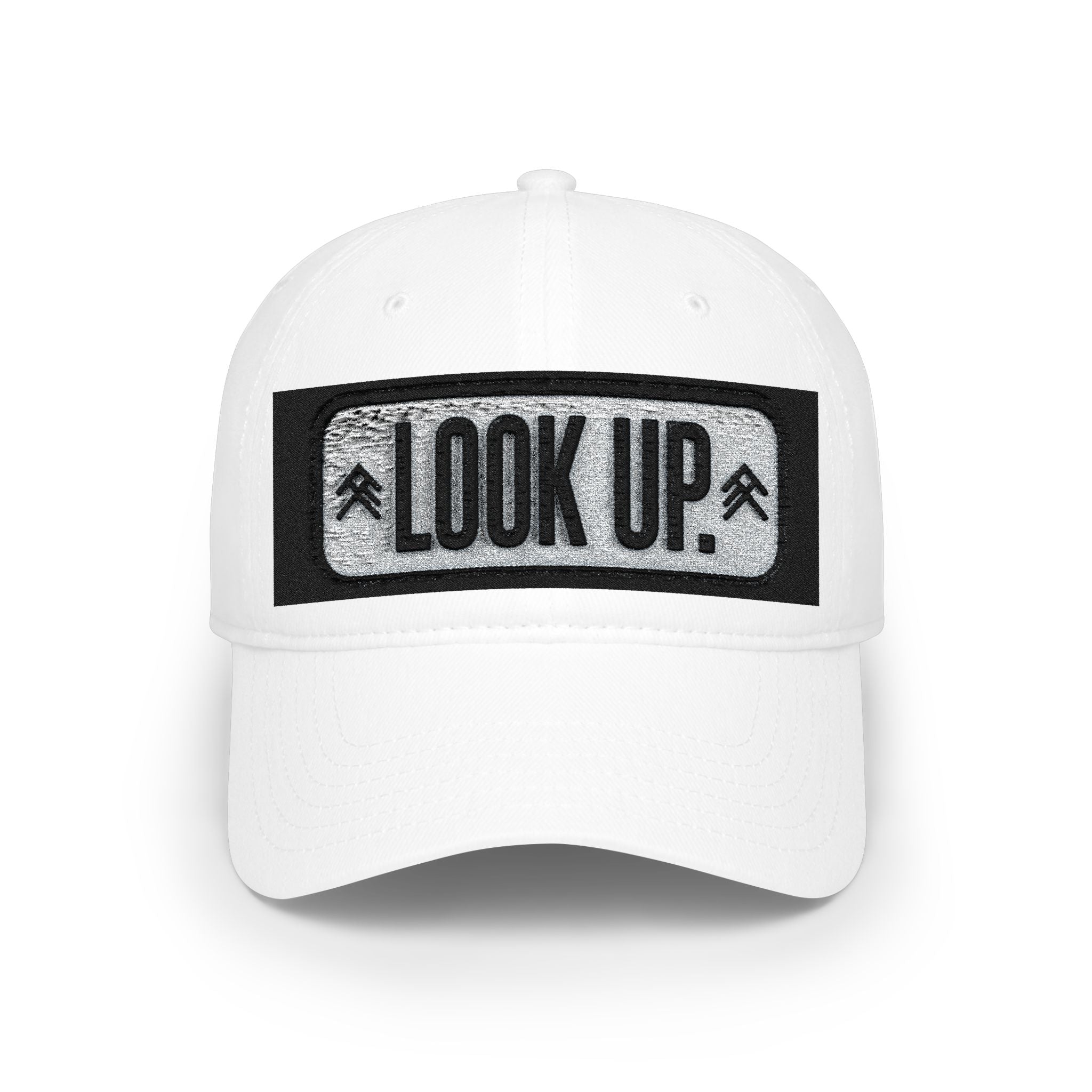 LOOK UP Patch Baseball Cap — Motivational Low-Profile Red Hat