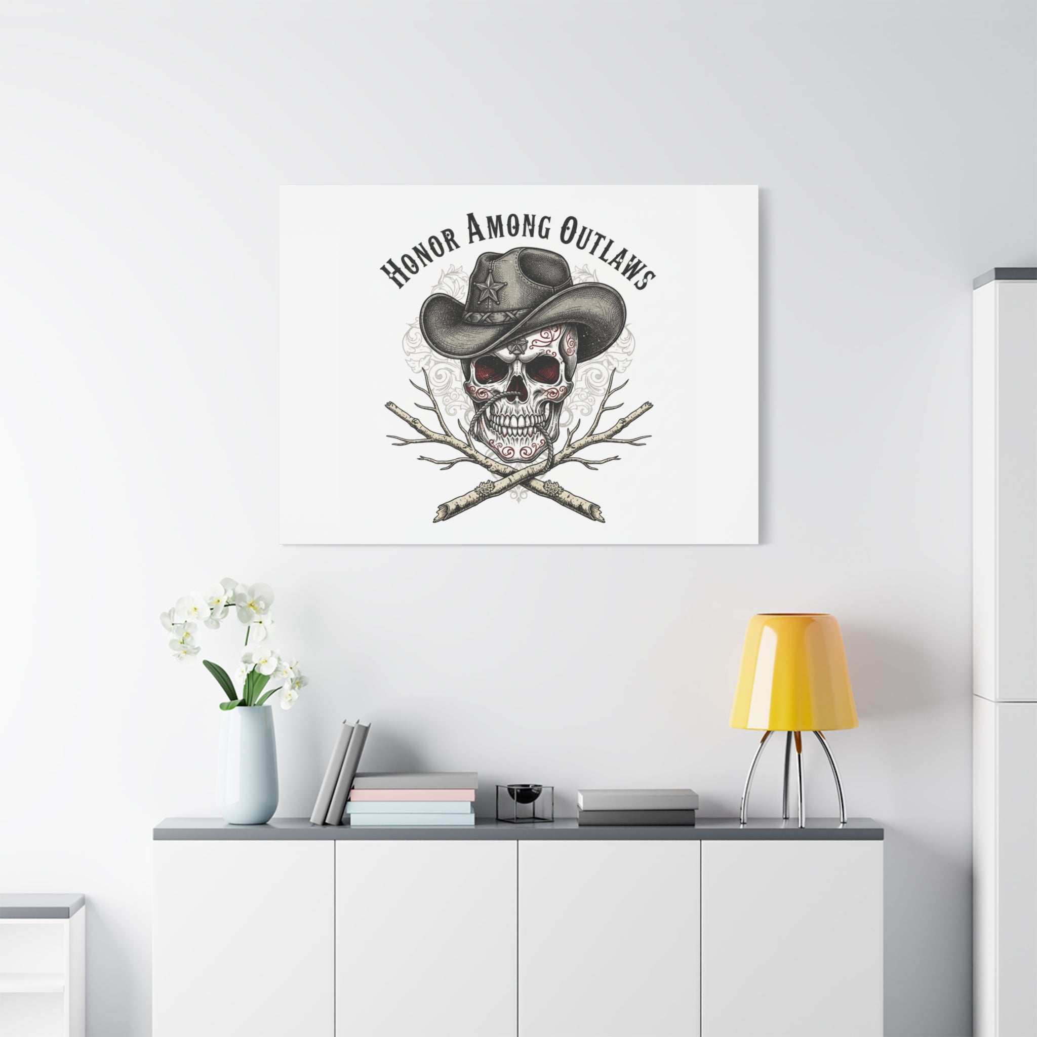 Honor Among Outlaws Canvas | Western Skull Art, Gothic Americana Desert Noir