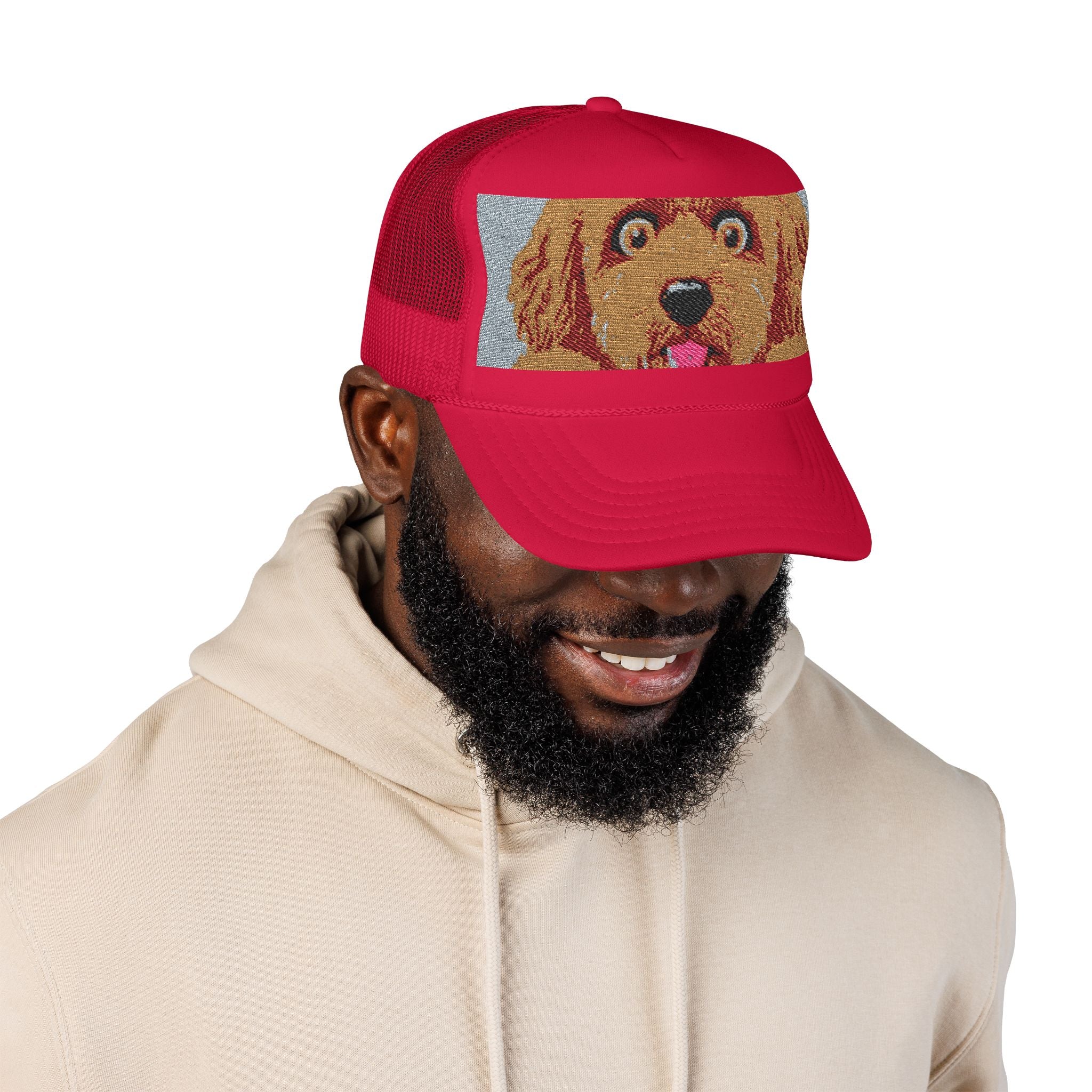 Meme Dog Embroidered Trucker Hat — 'Embrace the Fur'