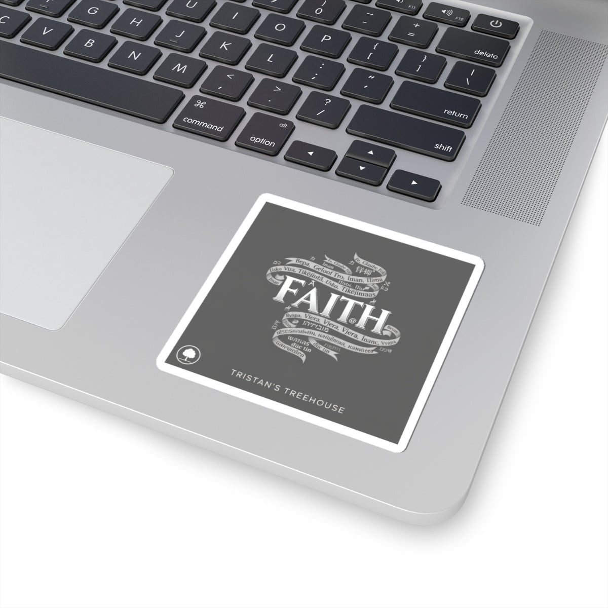 Handwritten 'Faith' Doodle Sticker | Sketch Aesthetic, Monochrome