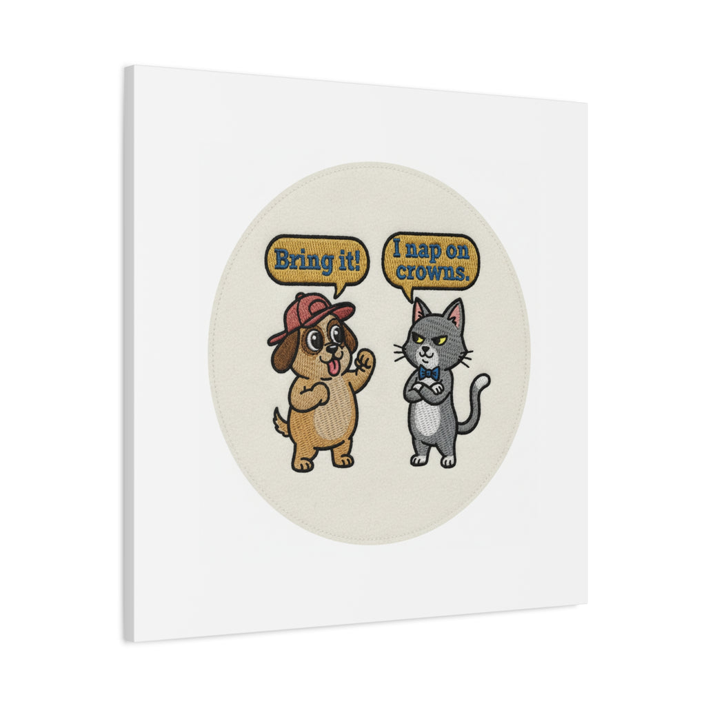 Funny Cat vs Dog Canvas | Pet Rivalry Wall Art