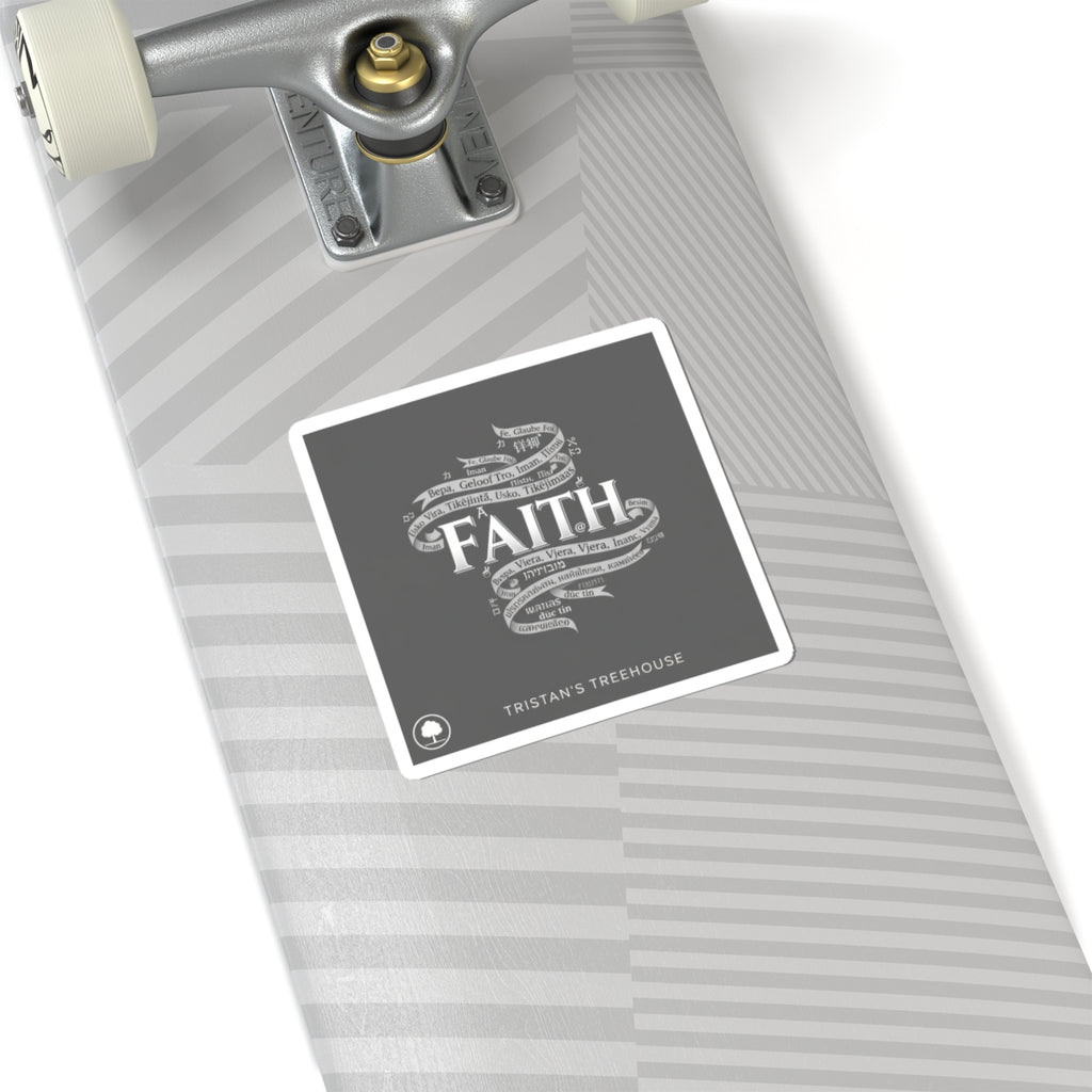 Handwritten 'Faith' Doodle Sticker | Sketch Aesthetic, Monochrome