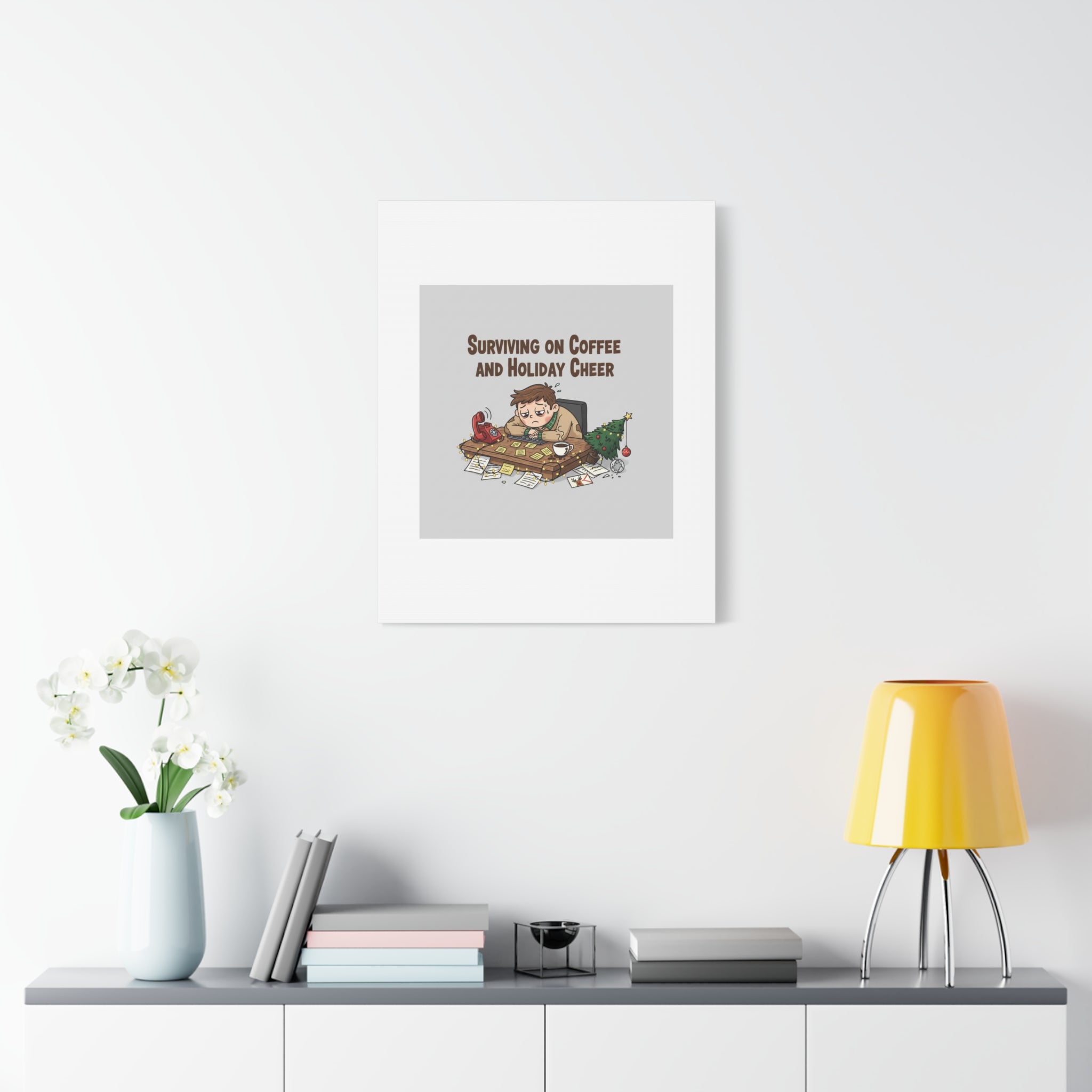 Surviving on Coffee and Holiday Cheer Canvas | Holiday Burnout, Festive But Tired