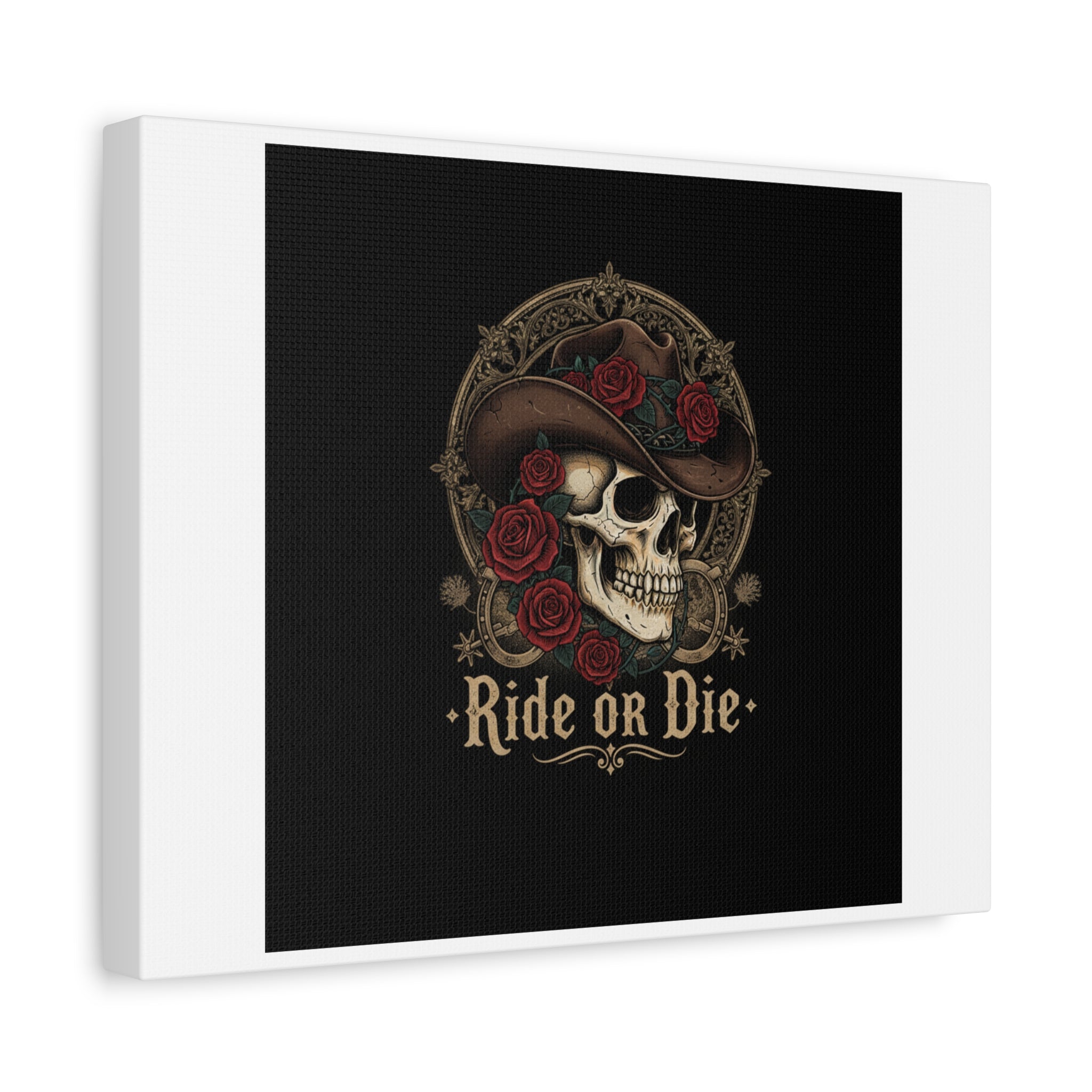 Ride or Die Skull Canvas | Western Skull Art, Gothic Americana