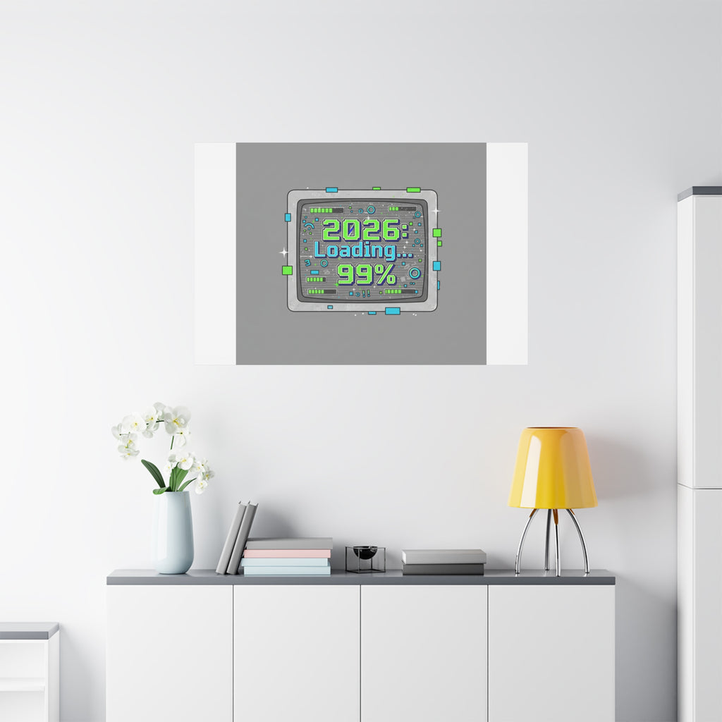 2026 Loading 99% Canvas | NYE countdown, retro system interface