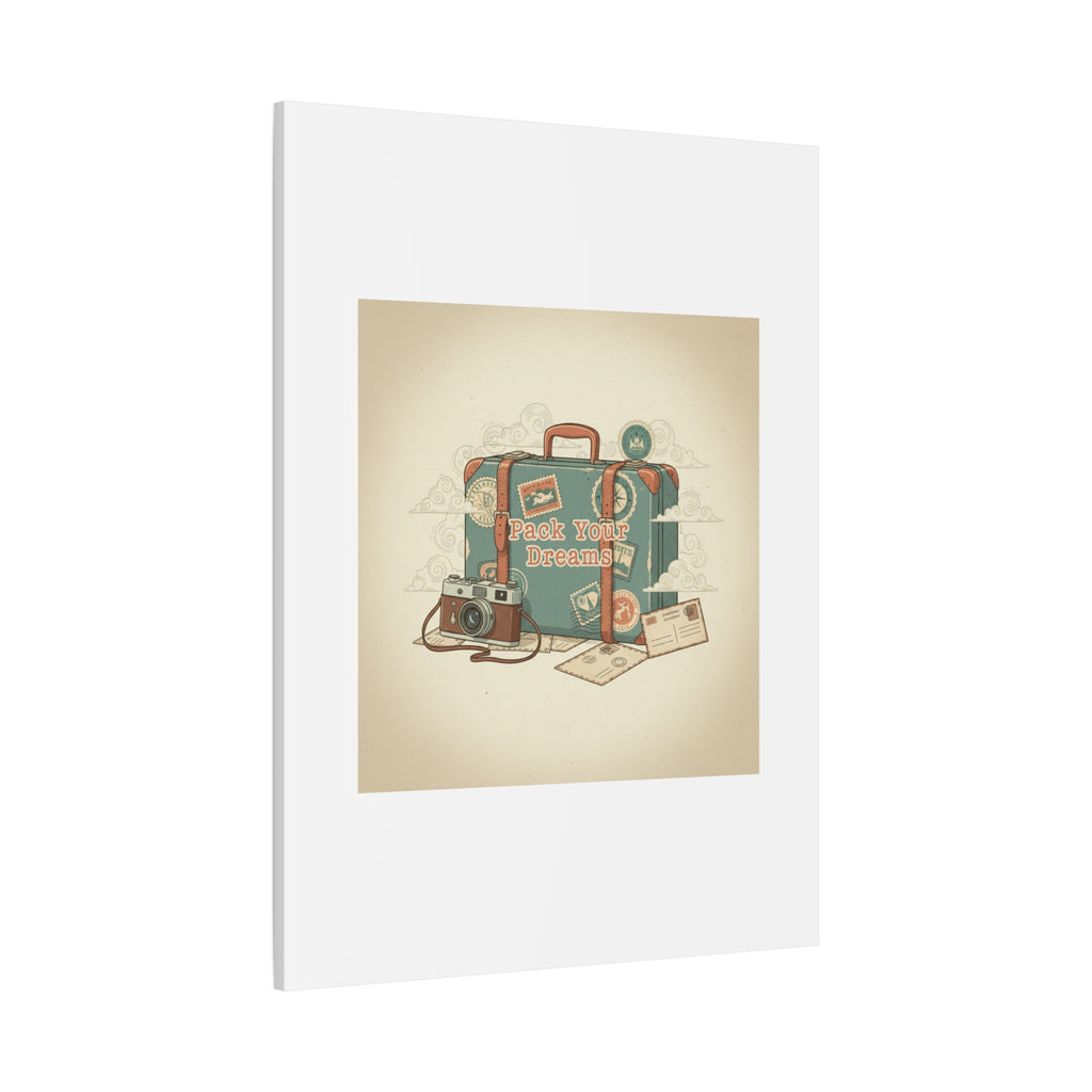 Pack Your Dreams Canvas | Retro Travel Postcard, Wanderlust Passport Stamp Art