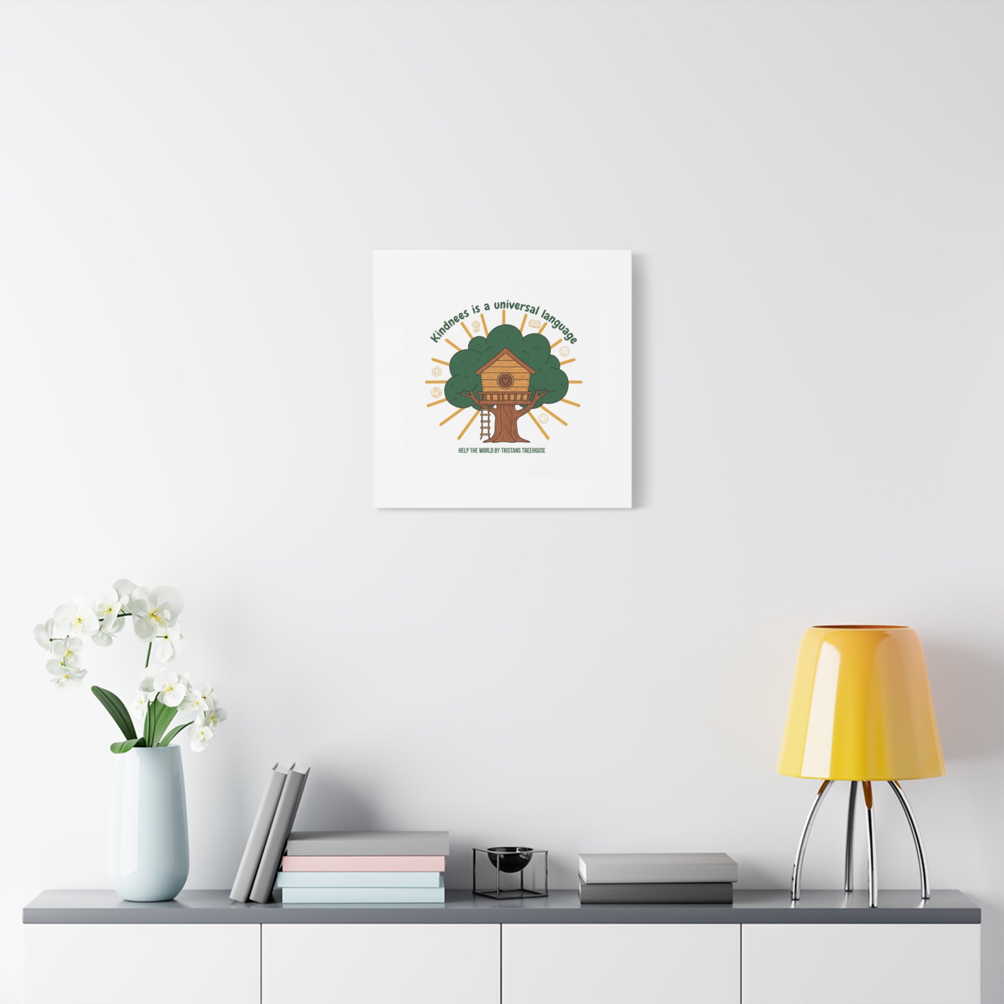 Kindness Is a Universal Language Canvas | Eco Humor, Treehouse Art