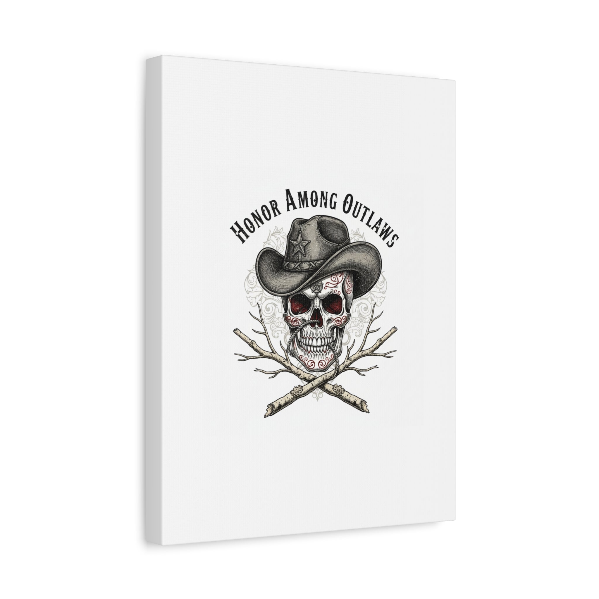 Honor Among Outlaws Canvas | Western Skull Art, Gothic Americana Desert Noir
