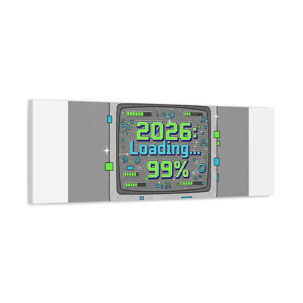 2026 Loading 99% Canvas | NYE countdown, retro system interface