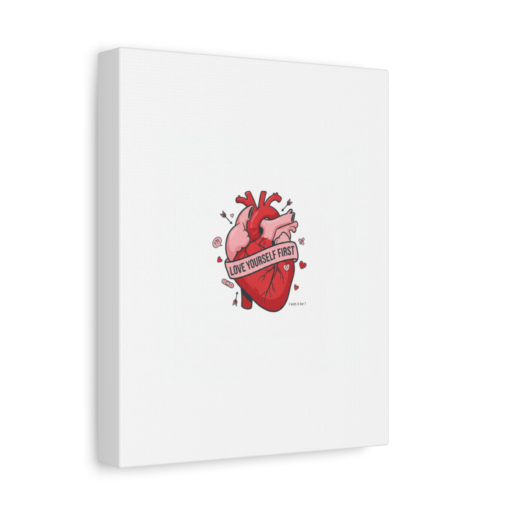 Love Yourself First Canvas, Hearts-with-a-Twist, Anti-Valentine Art