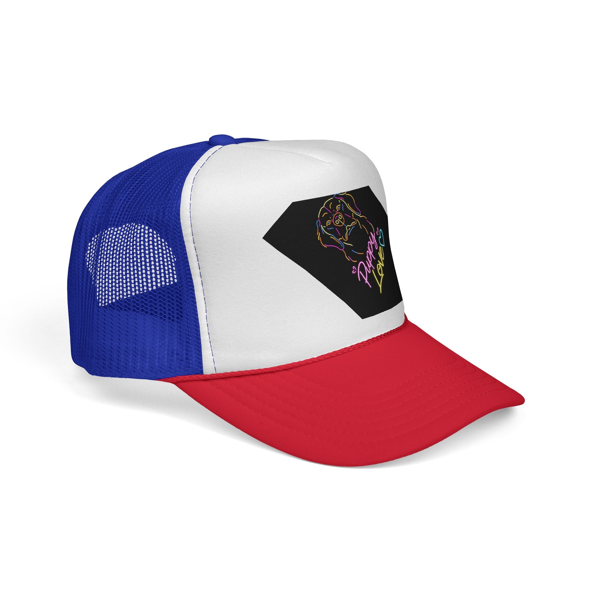 Trucker Hat — Colorful 'Puppy Love' Neon Paw Design