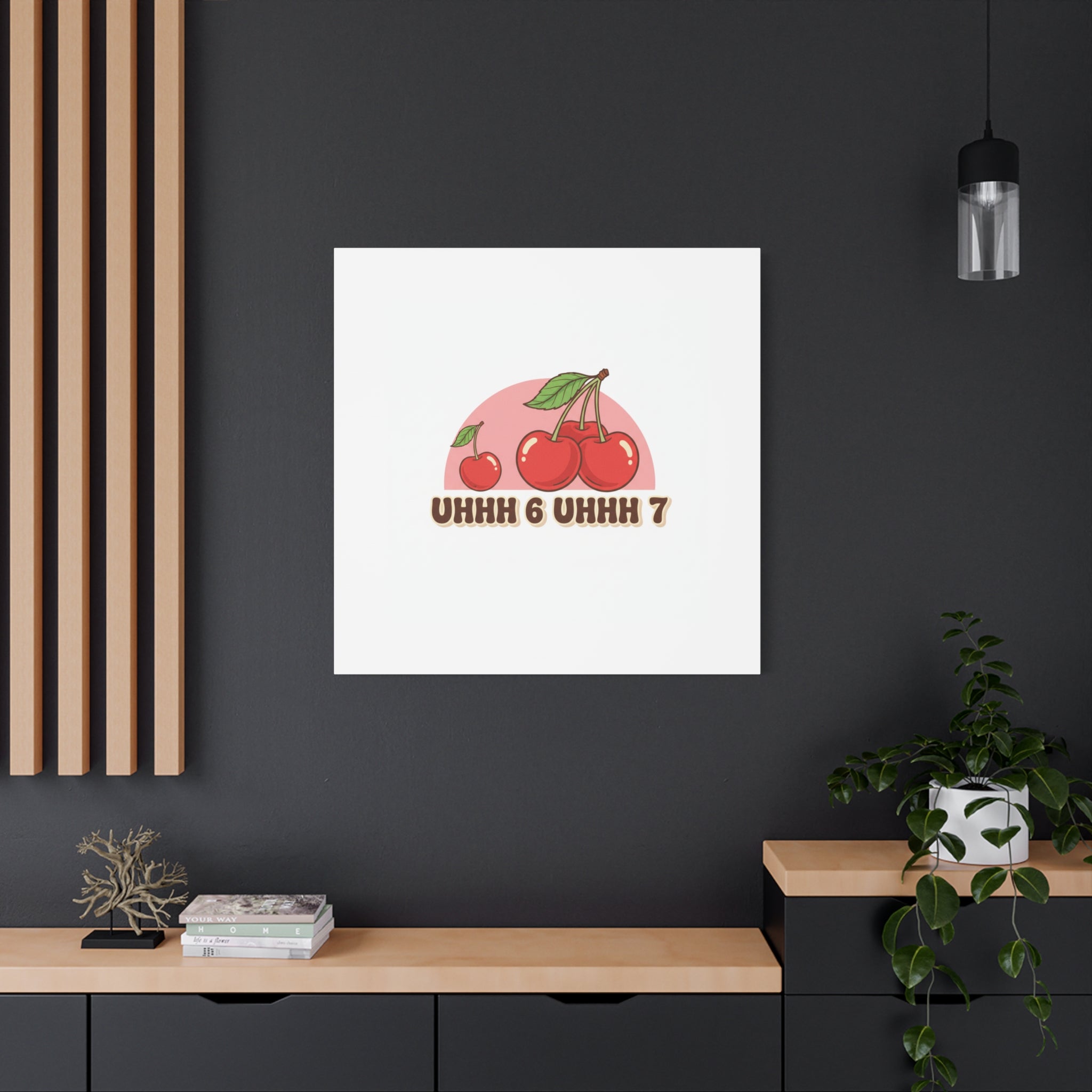 Six Severn Cherry Retro Graphic Canvas | kawaii fruit print, vintage cherry design