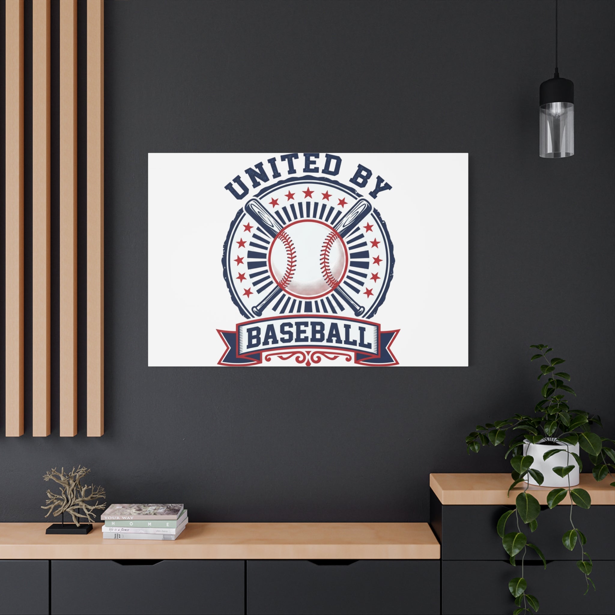 United by Baseball Canvas | Patriotic Baseball Graphic, Red White Blue Wall Art