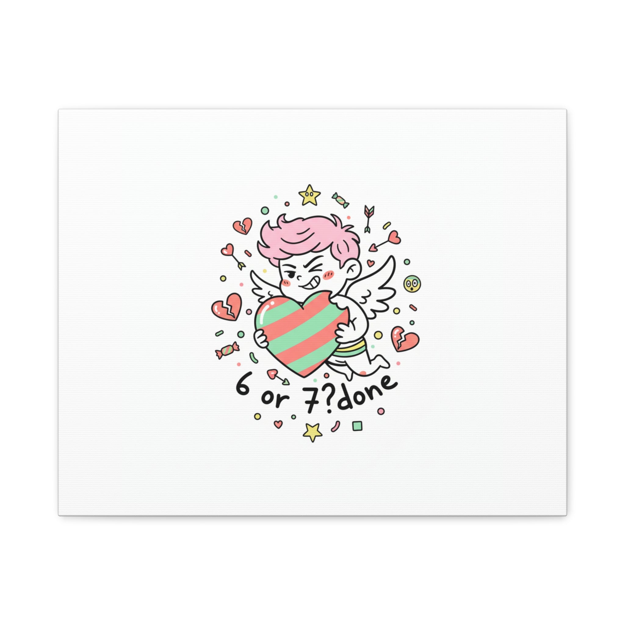 Weird Cupid heart illustration Canvas | Weird Valentine, quirky chaotic love