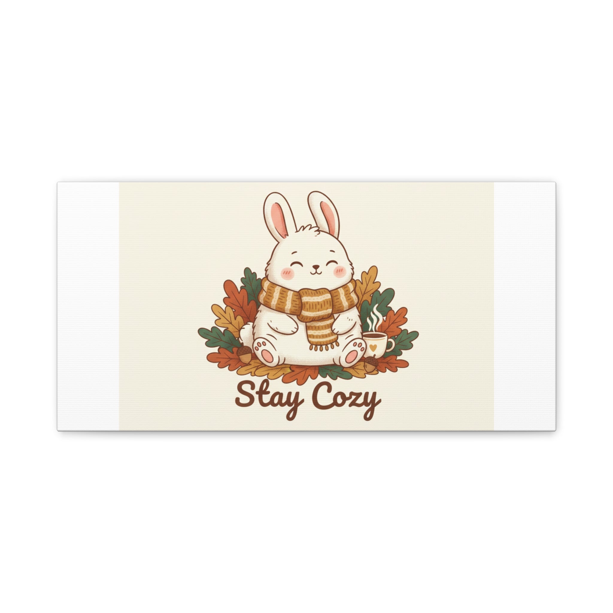 Cozy Bunny Illustration Canvas | Cute Critter Winter Forest Art
