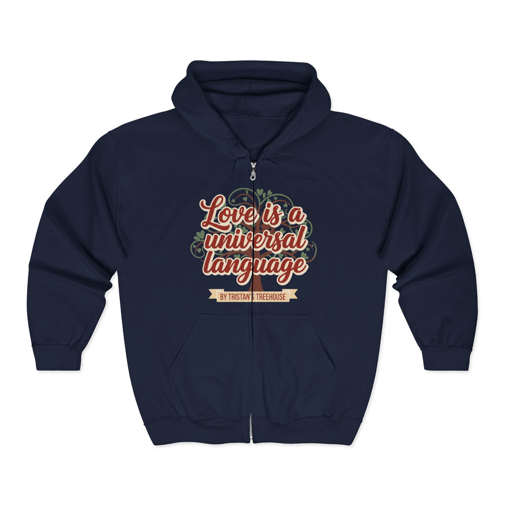 Love Vibes Zip Hoodie —Tristan’s Treehouse  Rustic Lakeside Circle Illustration