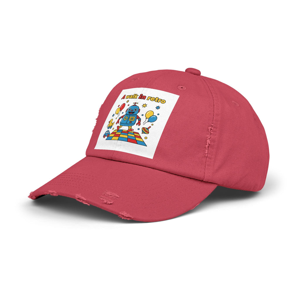 Retro Robot Baseball Cap - "A Walk in Retro" Distressed Patch Hat
