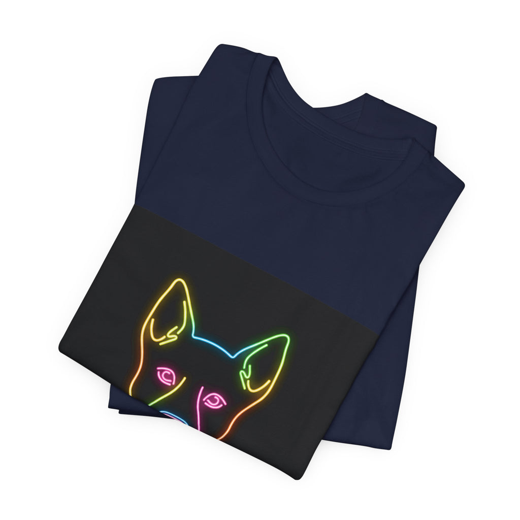 Neon Dog Face Tee — "Woof" Graphic T-Shirt